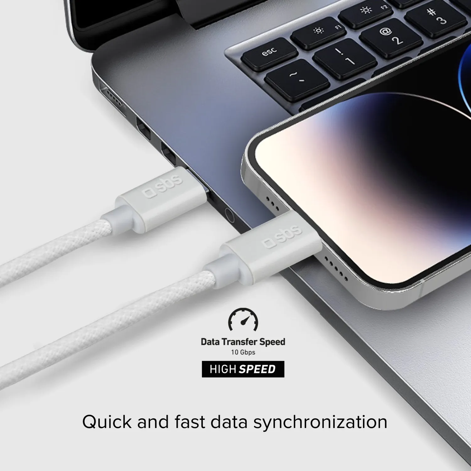 SBS USB-C Kabel 100W PD 1,5m Nylon grau Schnellladekabel