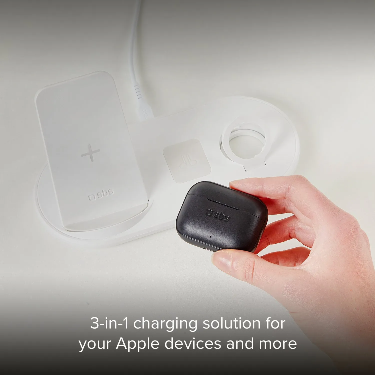 SBS Qi Wireless 3 in 1 Ladestation Apple schwarz