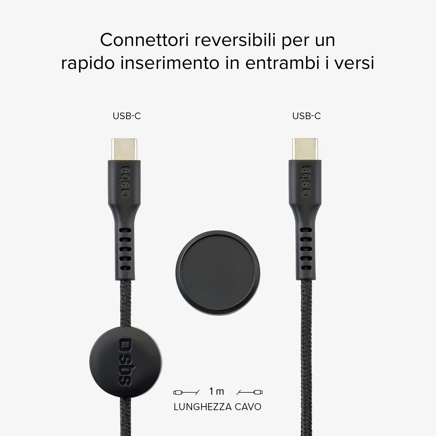 SBS USB-C Ladekabel 2 m geflochten mit Magnethalter