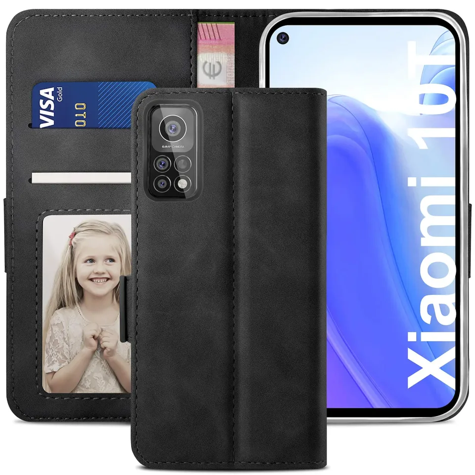 YATWIN Xiaomi Mi 10T / 10T Pro Klapphülle Schwarz RFID