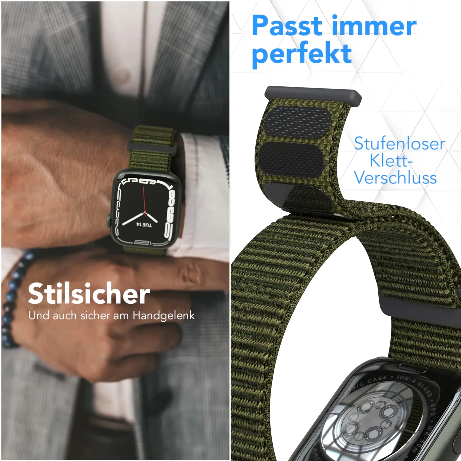 EAZY CASE Apple Watch Sport Loop Armband Grün 38 40 41mm Nylon