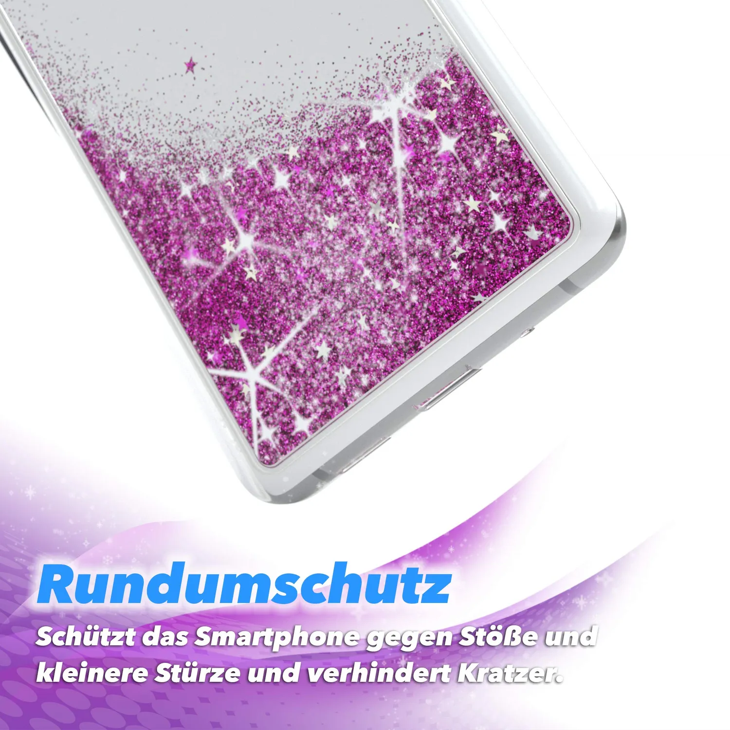 EAZY CASE Galaxy S20 FE Glitzerhülle Liquid Lila transparent