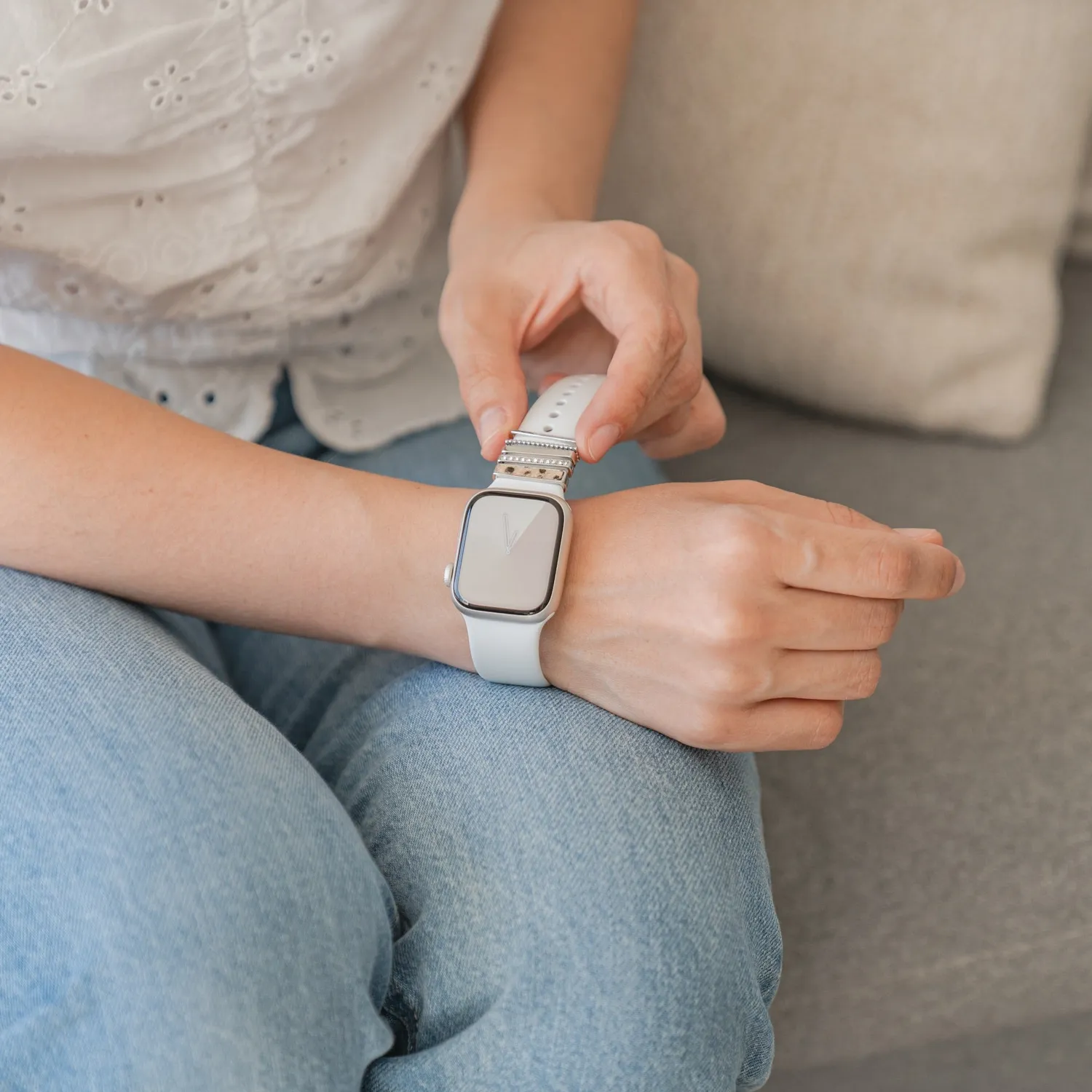 arktisband Leopard Style Charm für Apple Watch Silber