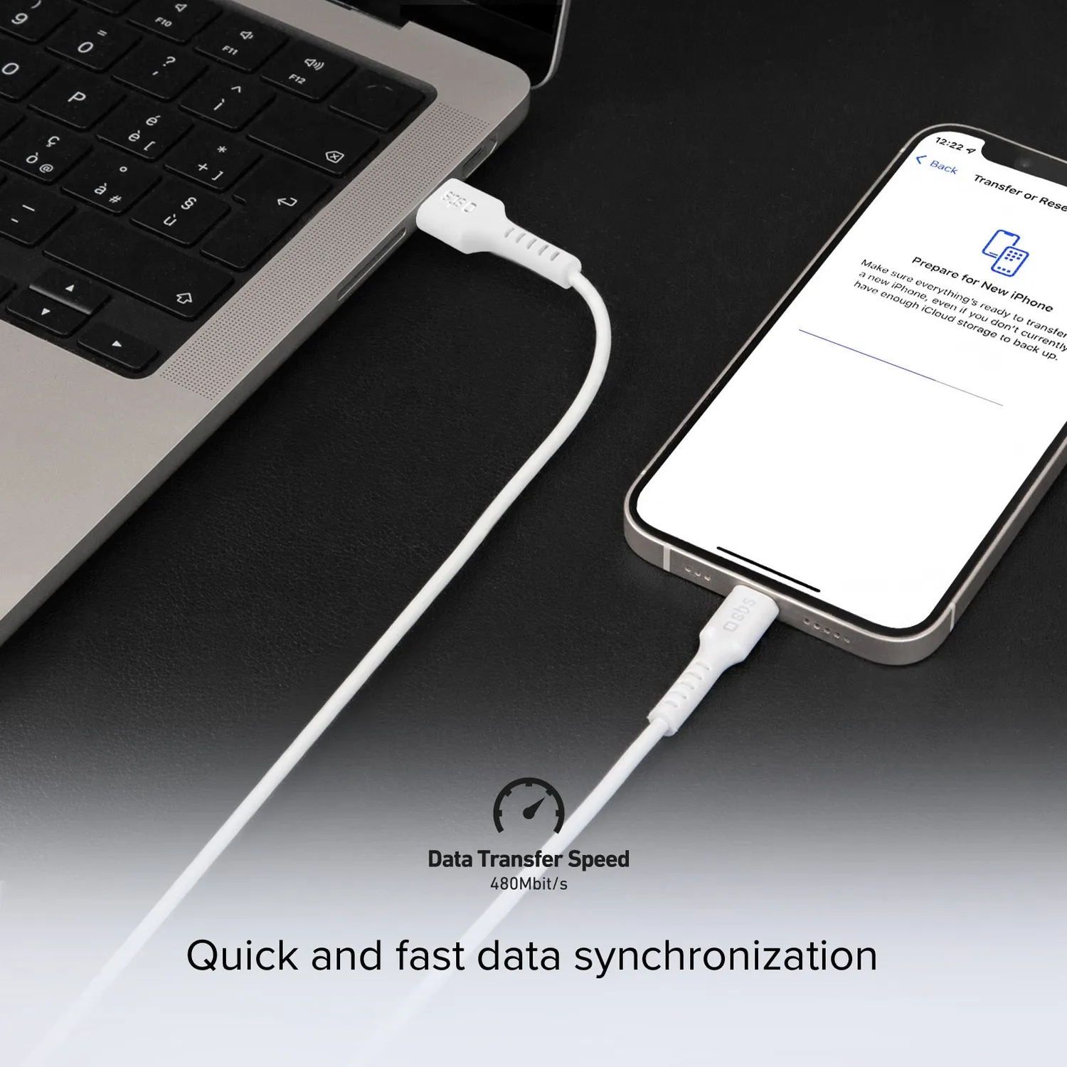 SBS USB-A USB-C Kabel 1m Schwarz Laden Daten 480Mbps