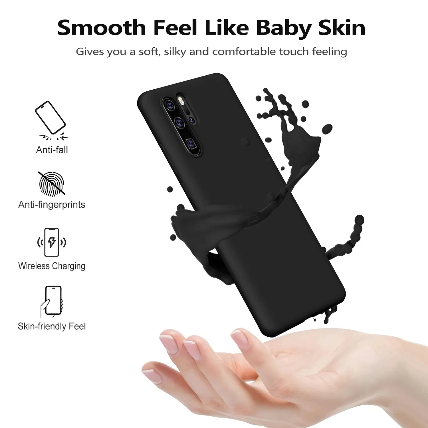 YATWIN Huawei P30 Pro Silikonhülle Schwarz dünn