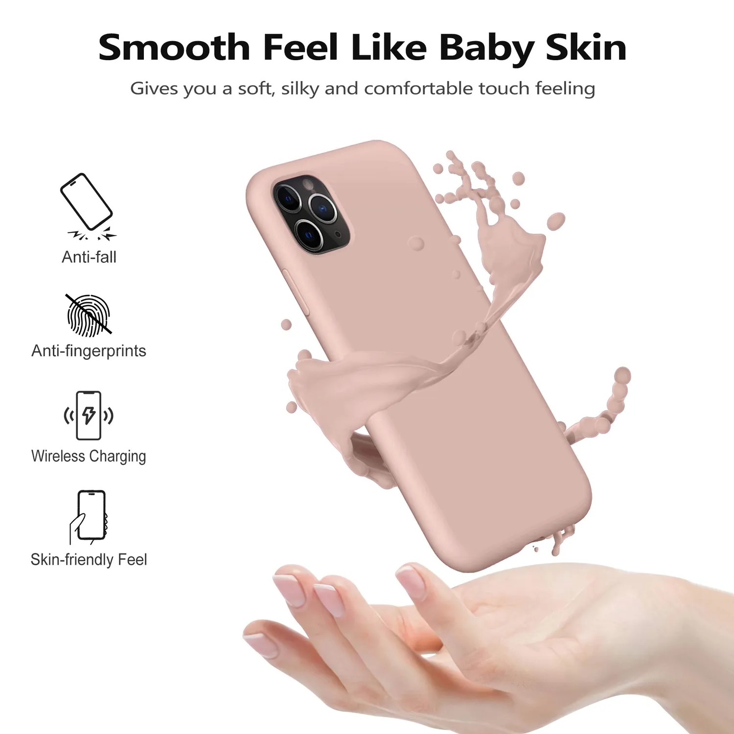 YATWIN iPhone 11 Pro Max Silikonhülle Sand Rosa matt