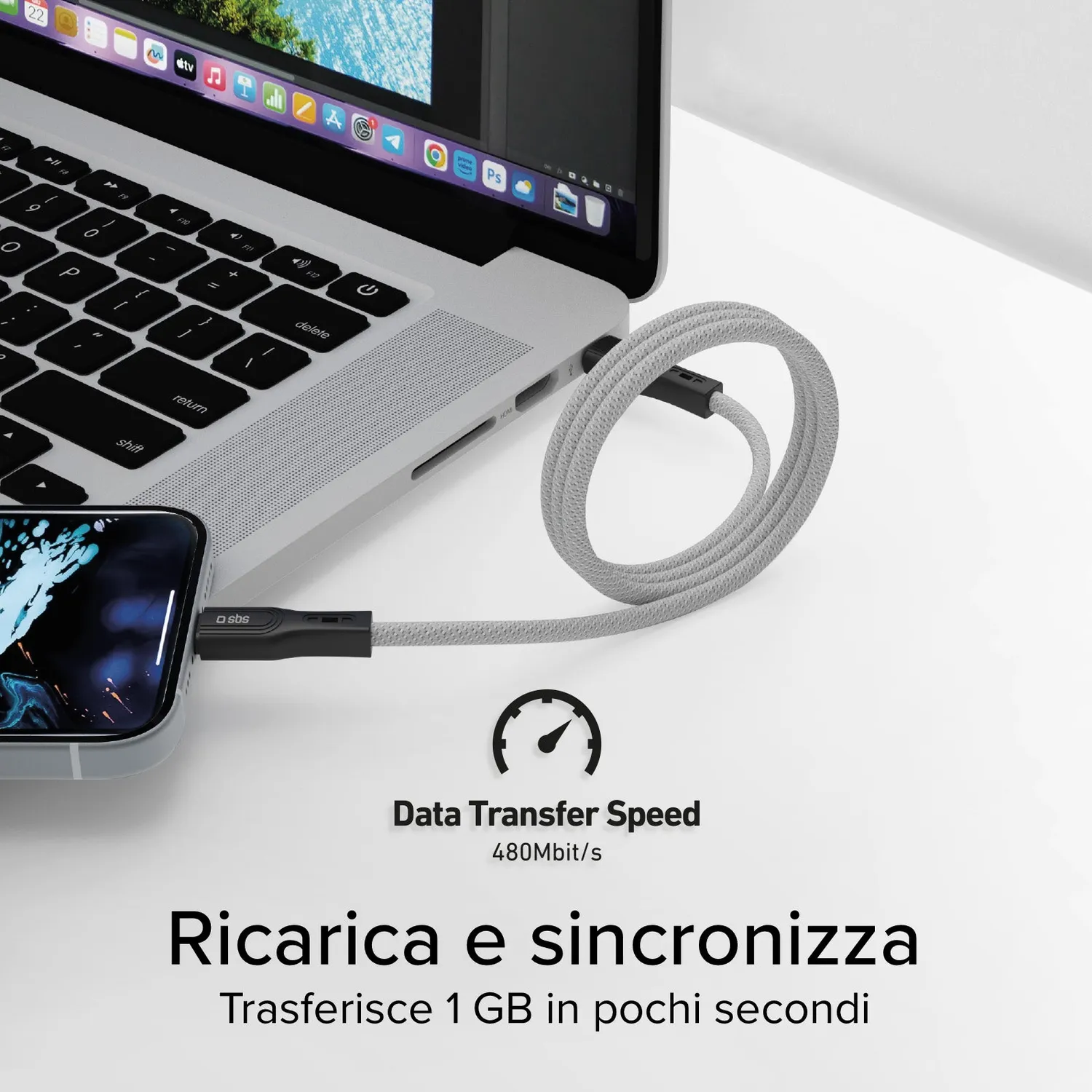 SBS USB-C Ladekabel magnetisch 1 m 60W