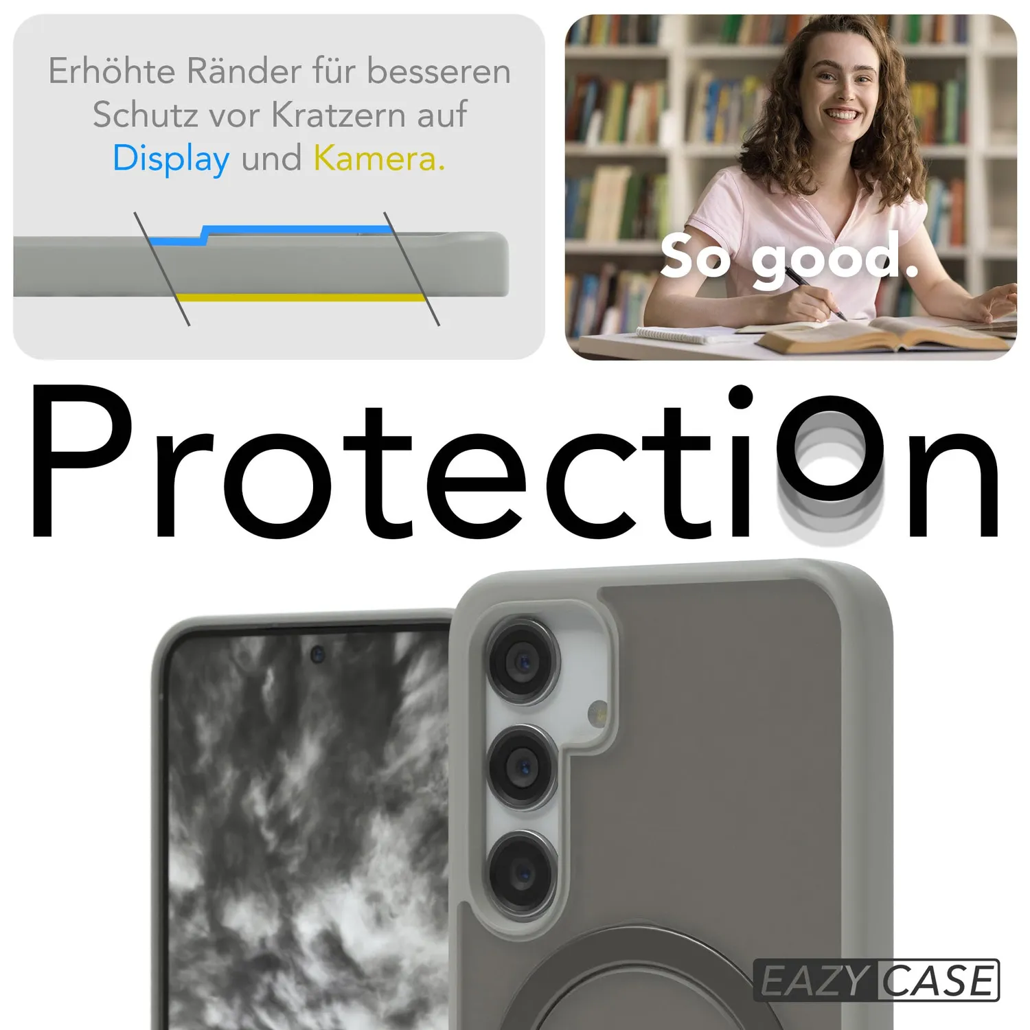 EAZY CASE Galaxy S24 Qi Charging Hülle Ring Grau