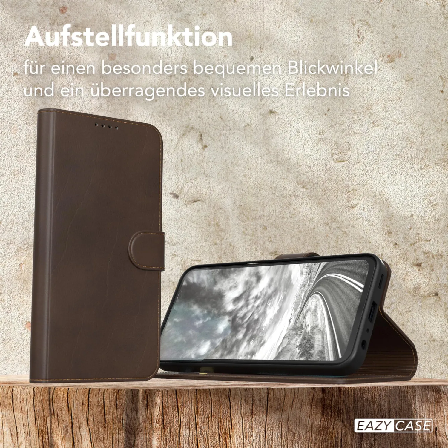 EAZY CASE Samsung Galaxy A15 Klapphülle braun Kunstleder