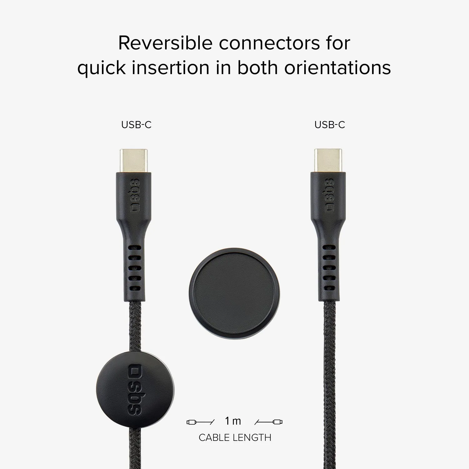 SBS USB-C Ladekabel 2 m geflochten mit Magnethalter