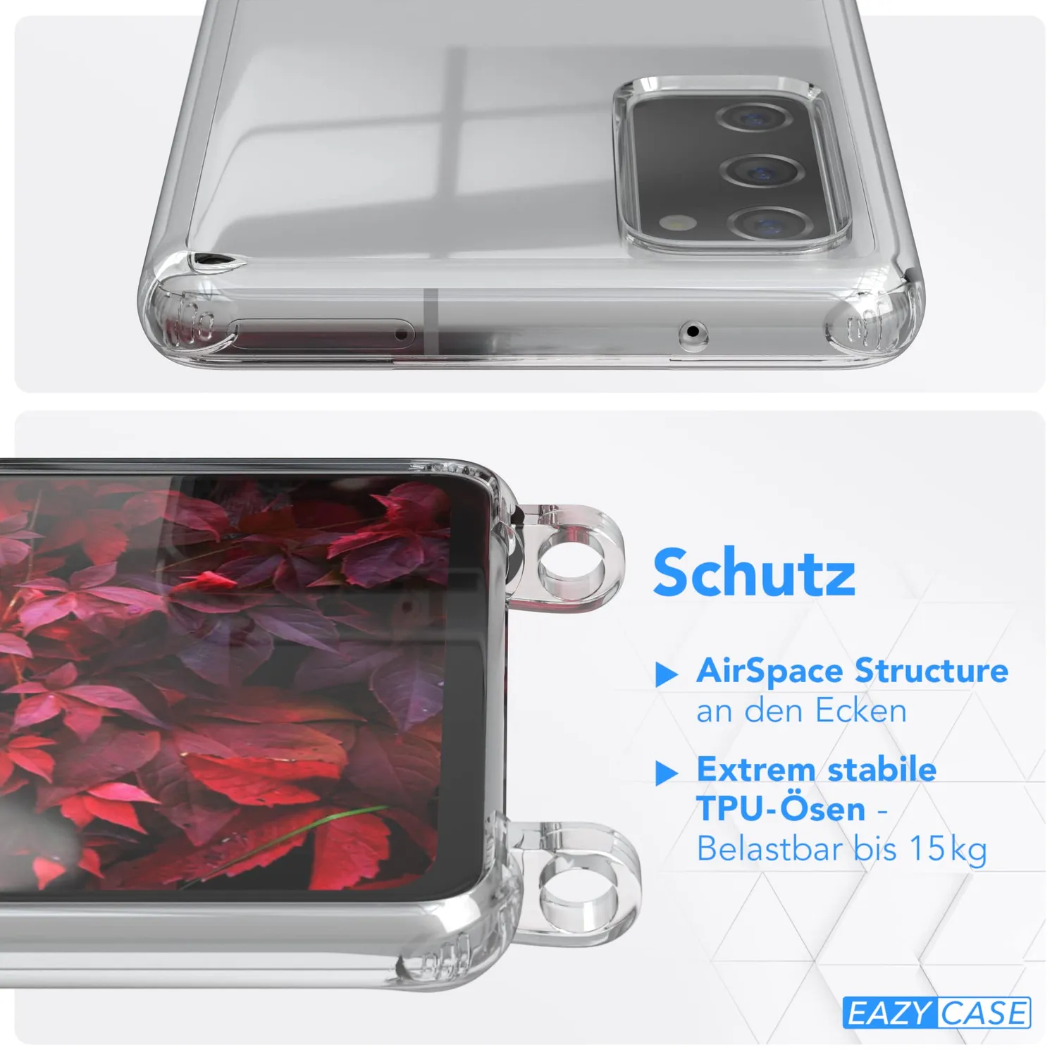 EAZY CASE Galaxy S20 FE Handykette Beere Clips Gold Clear