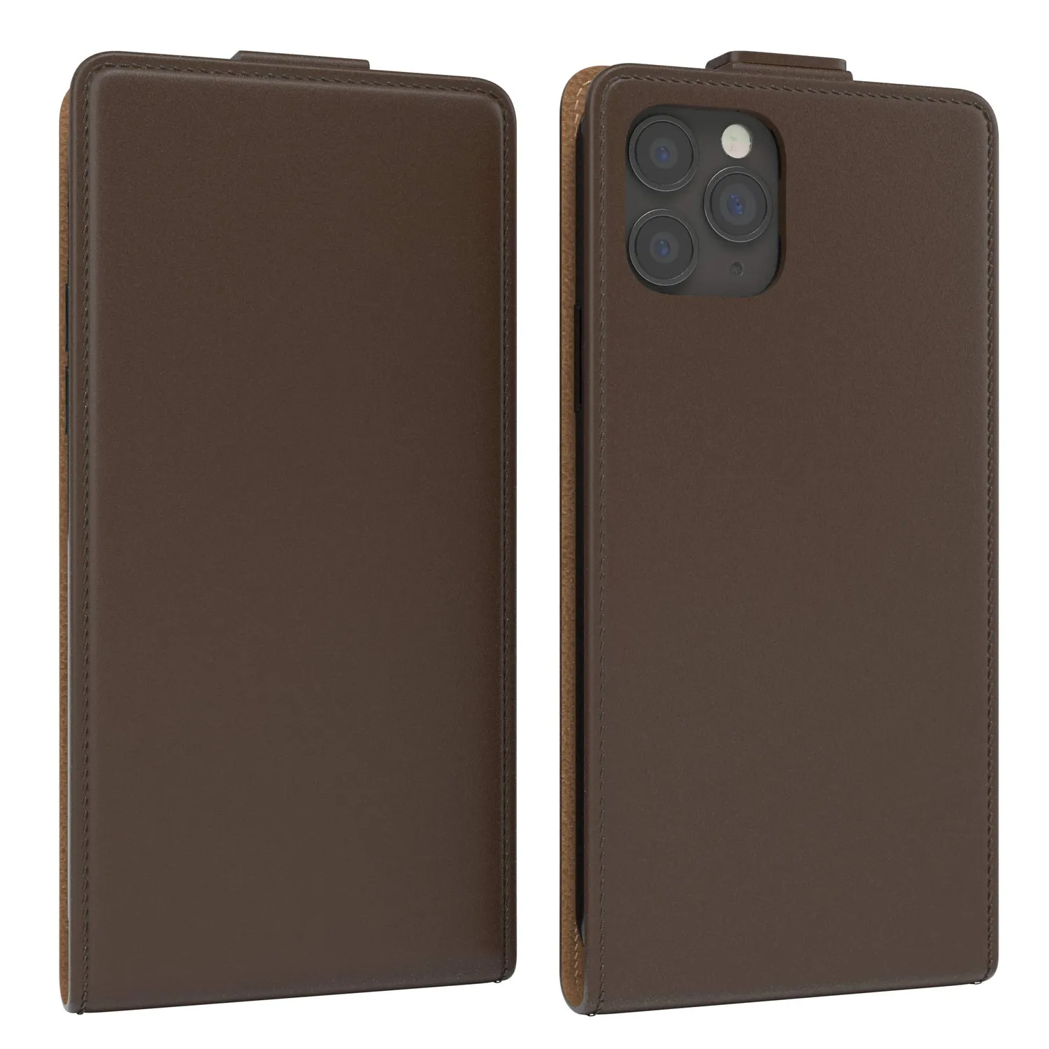 EAZY CASE iPhone 11 Pro Klapphülle Braun Kunstleder Flip