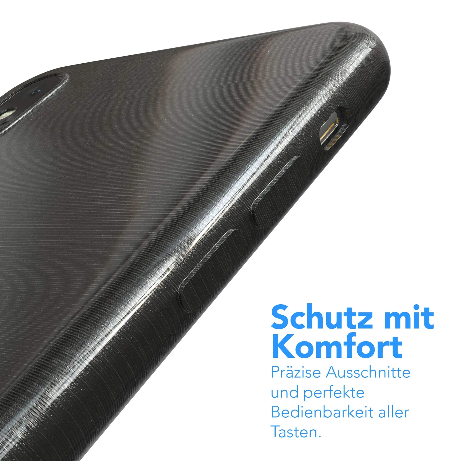 EAZY CASE iPhone X/XS TPU Hülle Brushed Anthrazit Edelstahl-Optik