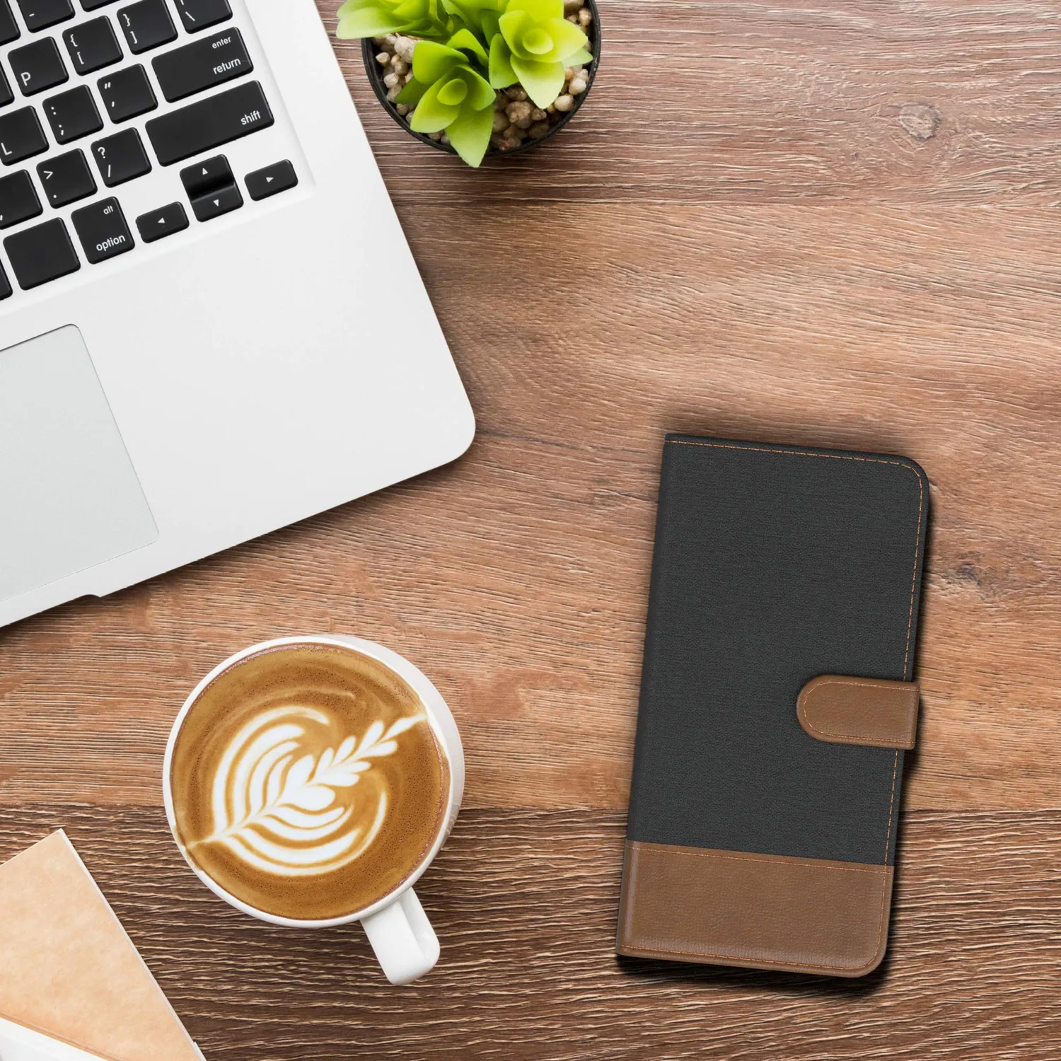 EAZY CASE Klapphülle Xiaomi Redmi 9 Schwarz Jeansoptik