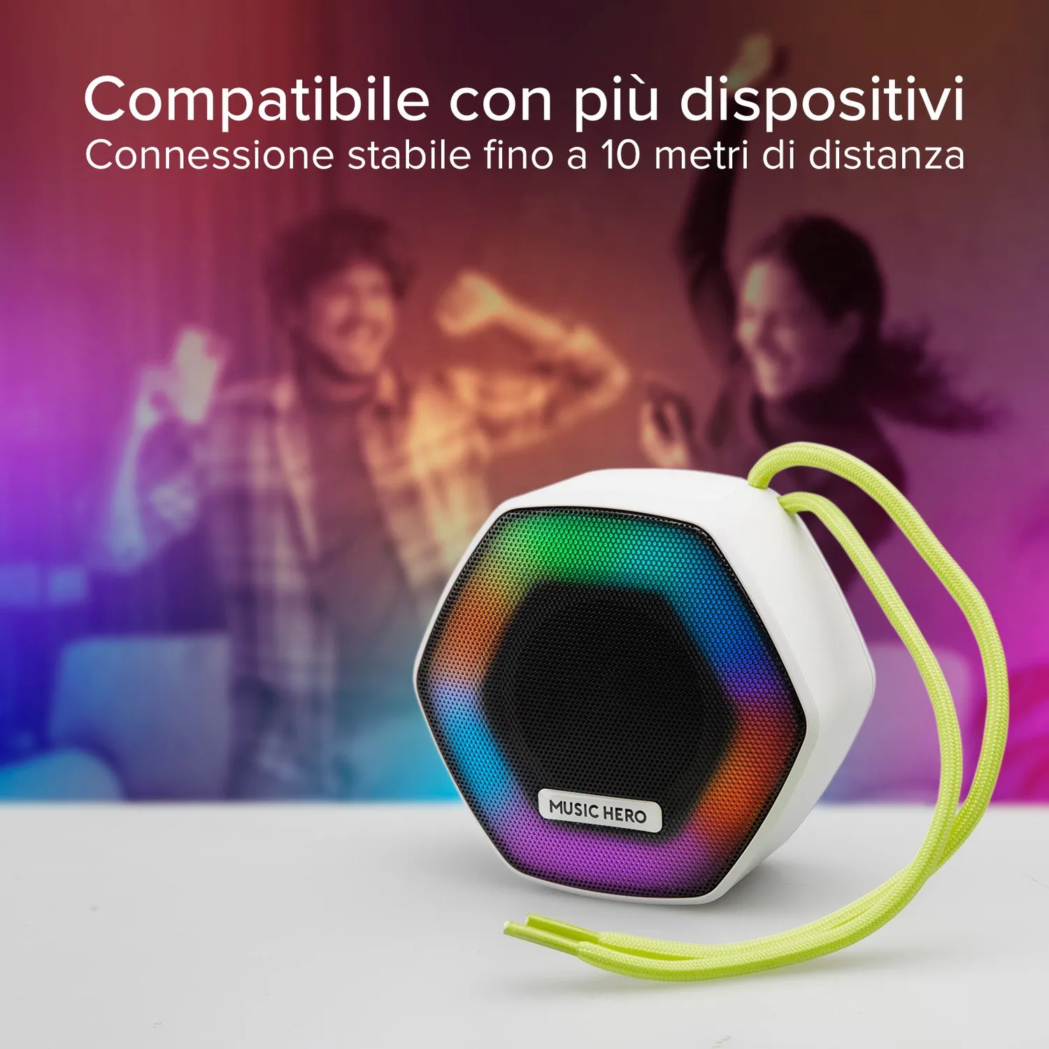 SBS Ibiza Bluetooth Lautsprecher 5W weiß wasserdicht LED