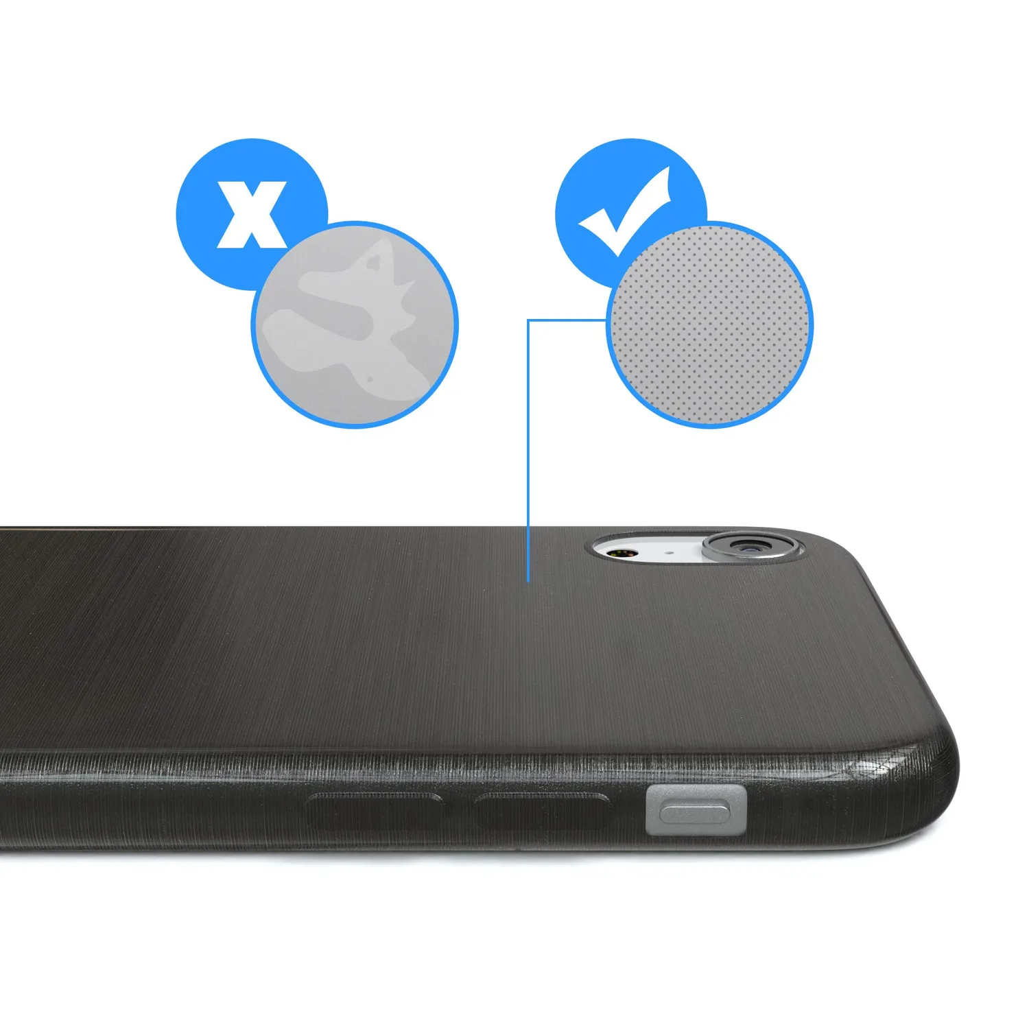 EAZY CASE Brushed iPhone XR Silikonhülle Anthrazit Edelstahl