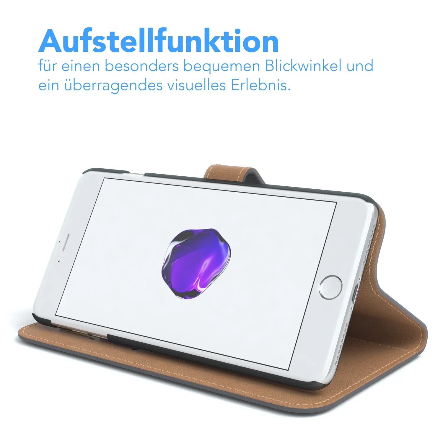 EAZY CASE iPhone 7 Plus 8 Plus Klapphülle Anthrazit Book