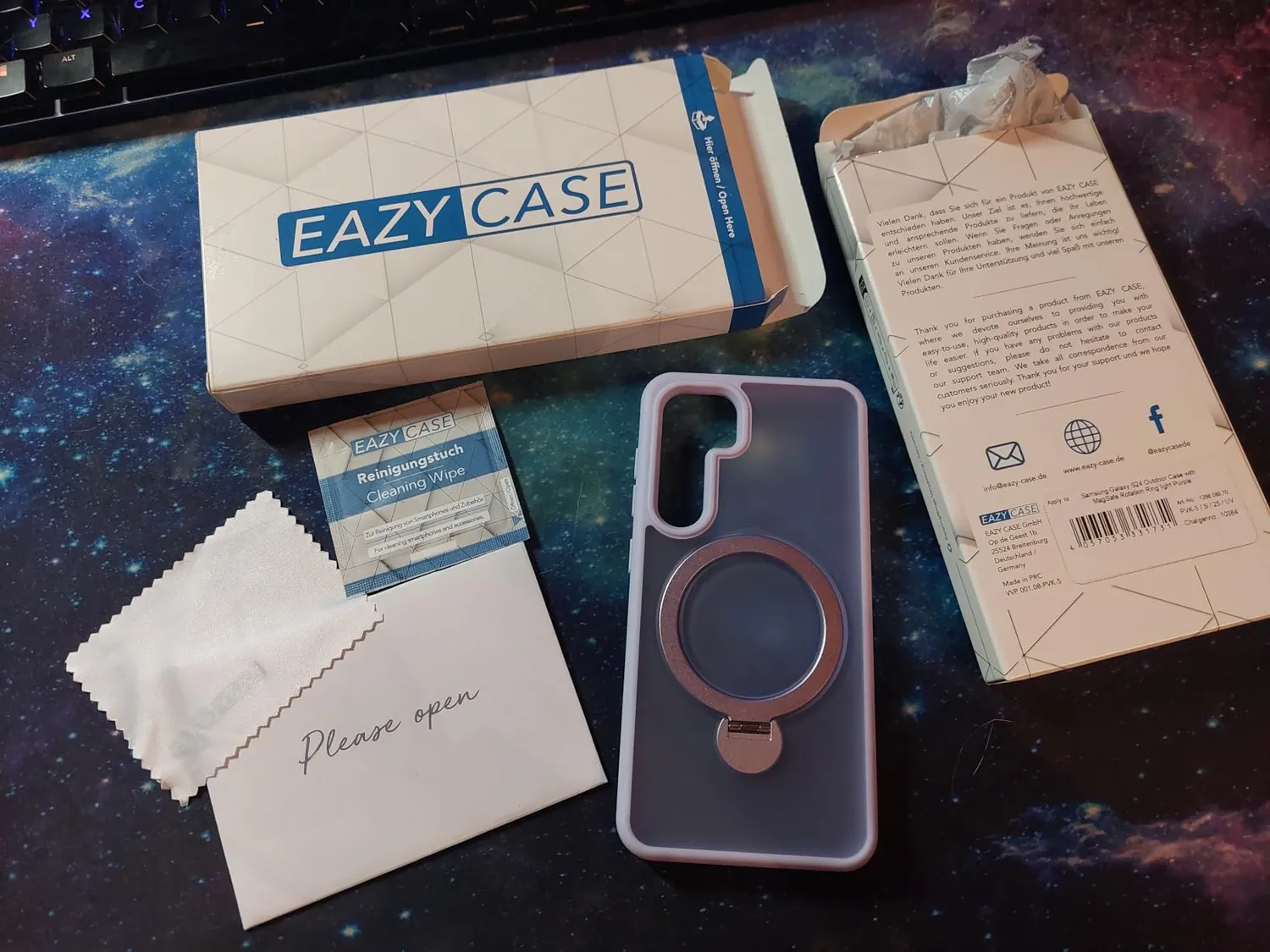EAZY CASE Galaxy S24 Qi Charging Hülle Ring Grau