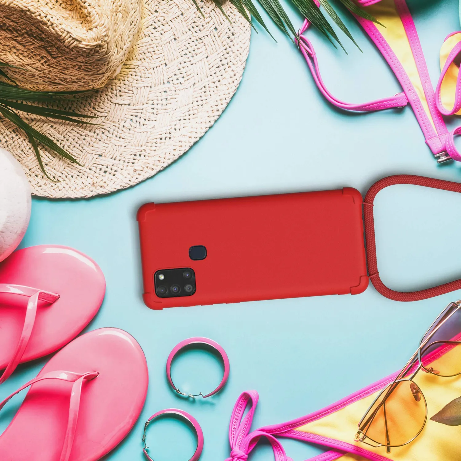 EAZY CASE Galaxy A21s Handykette Rot Silikon