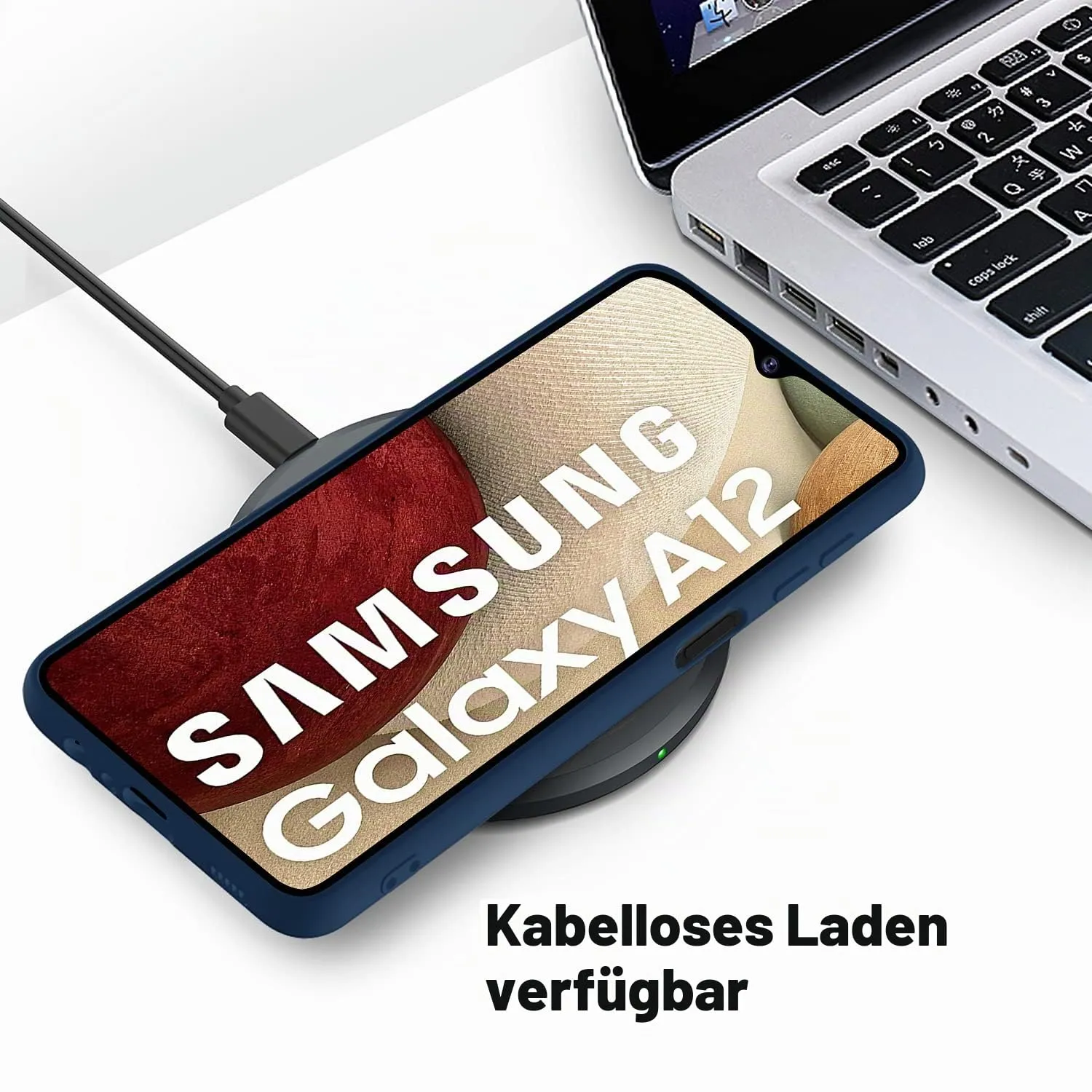 YATWIN Galaxy A12 Hülle Blau Silikon Dünn 1mm Schutz
