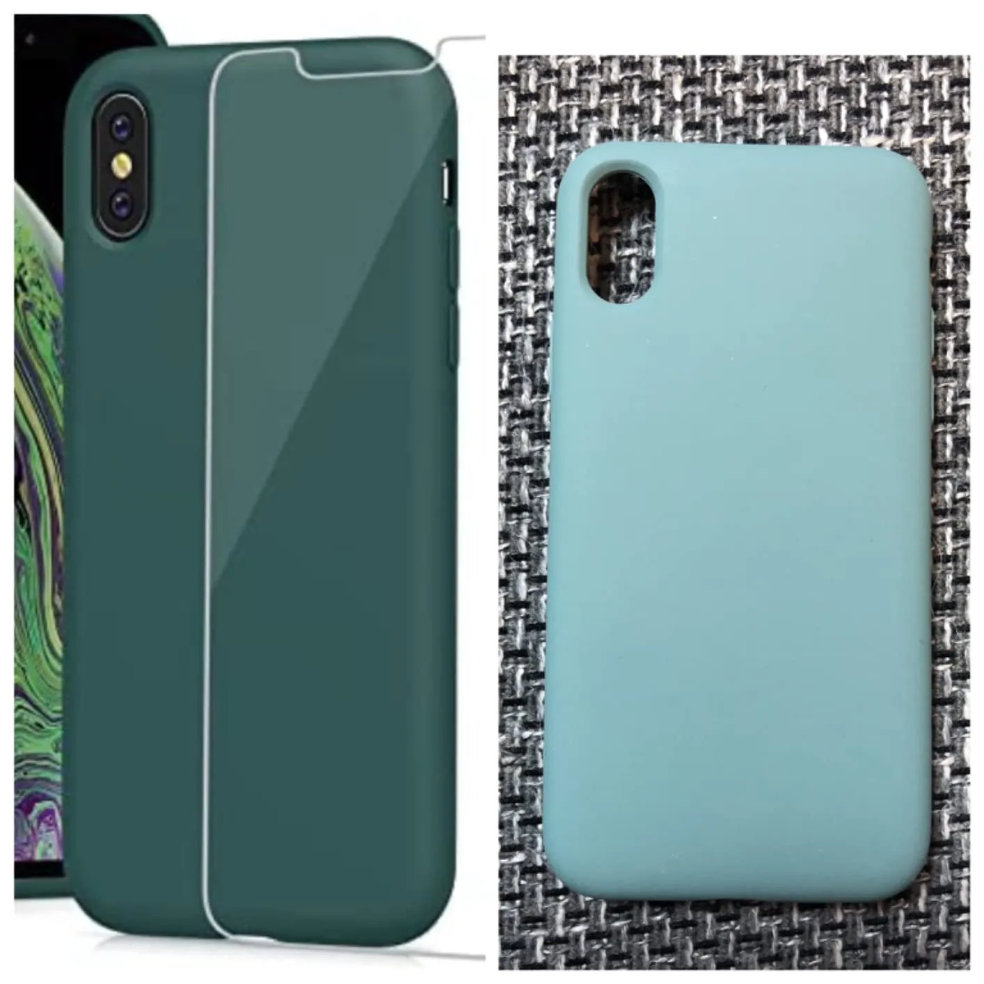 YATWIN iPhone X/XS Hülle Silikon weinrot + Folie