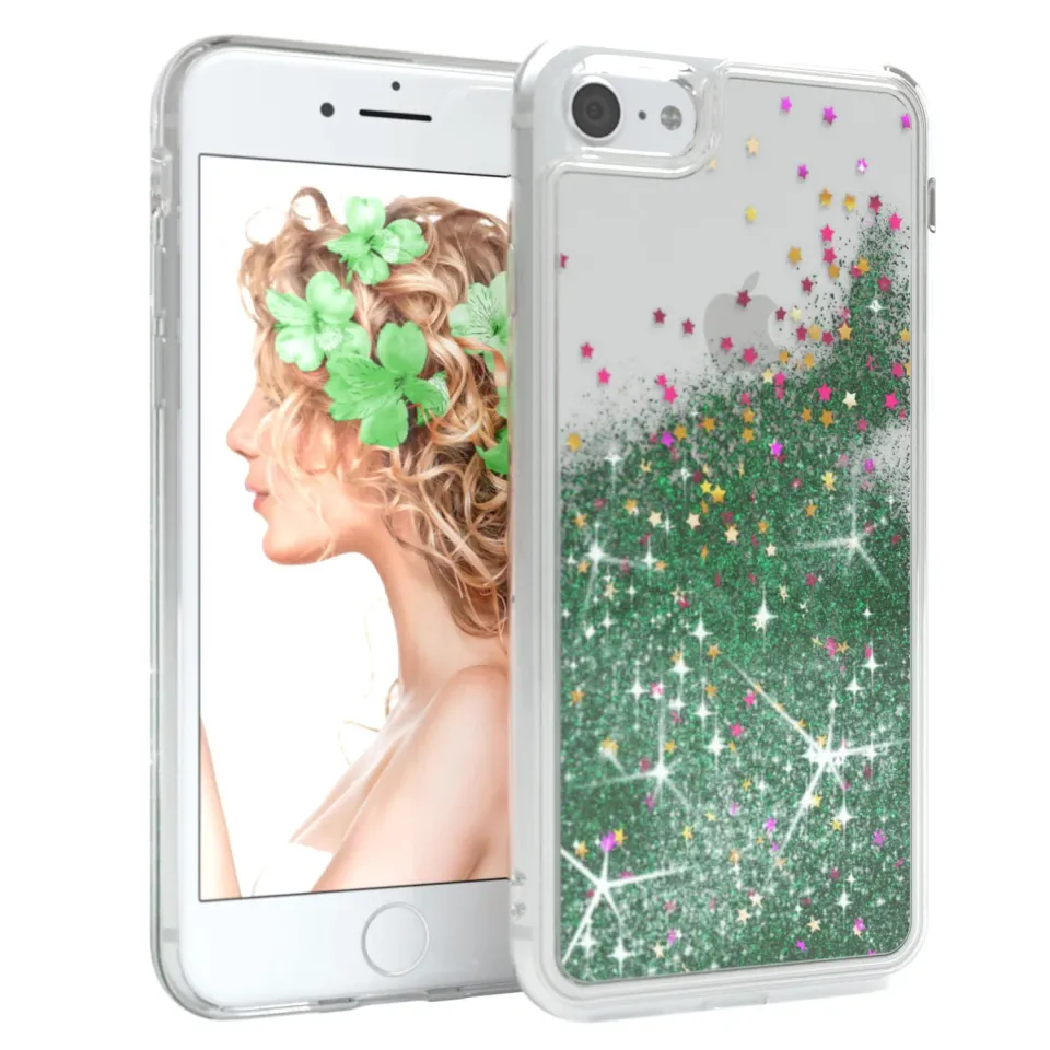 EAZY CASE iPhone SE 2022 / 8 / 7 Glitzerhülle Grün Liquid