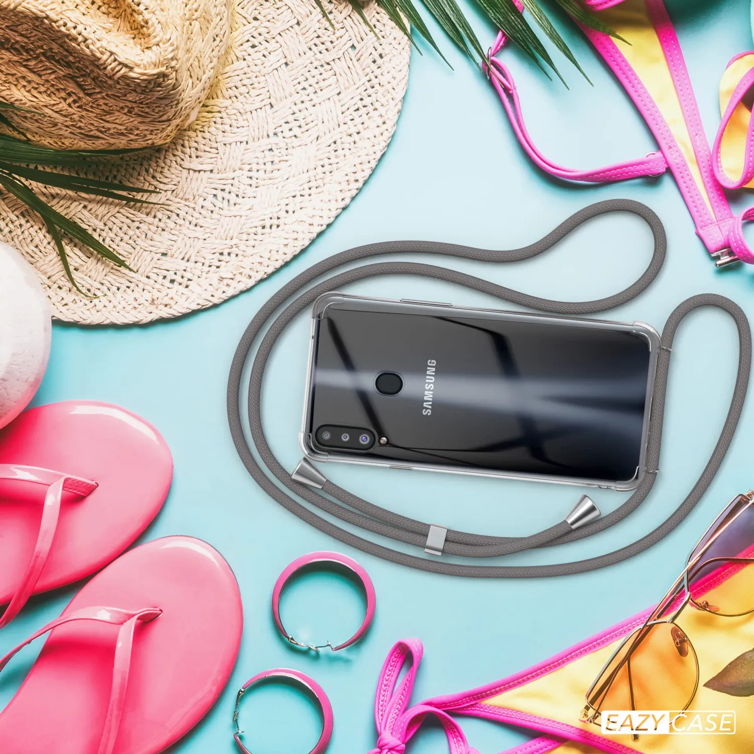EAZY CASE Galaxy A20s Handykette Anthrazit mit Band