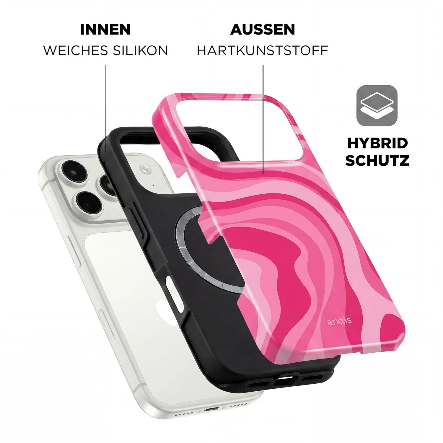 arktis Aura Pink iPhone 18 Pro Hülle MagSafe