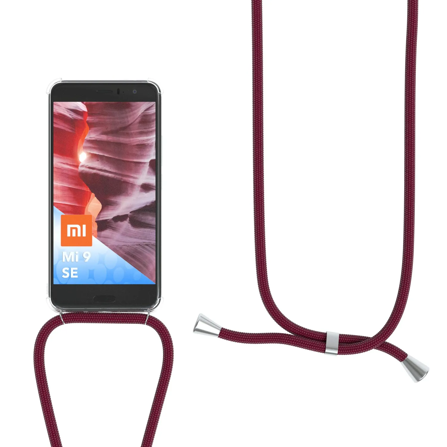 EAZY CASE Xiaomi Mi 9 SE Handykette Hülle Band Burgunder Rot