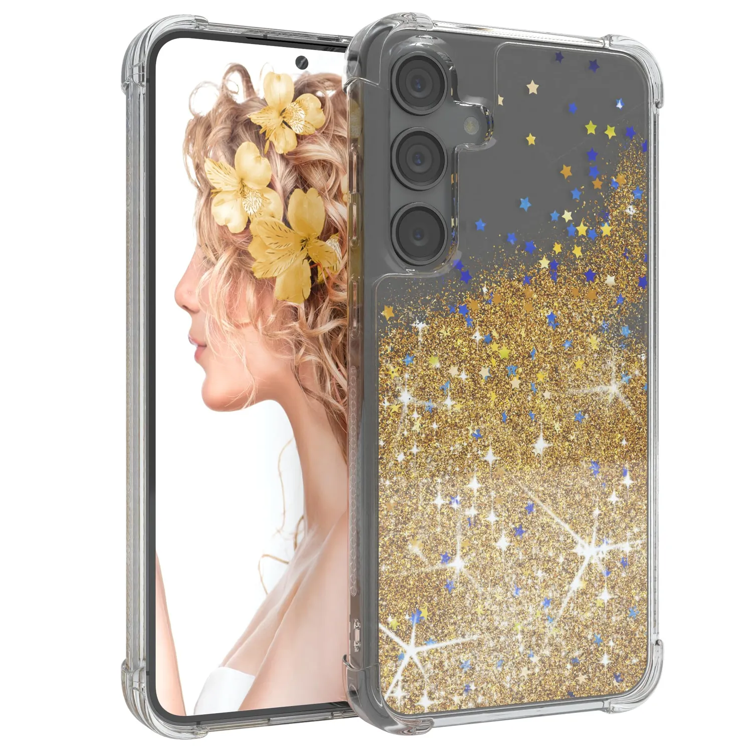 EAZY CASE Galaxy S24 Glitzerhülle Silikon Blau Shiny