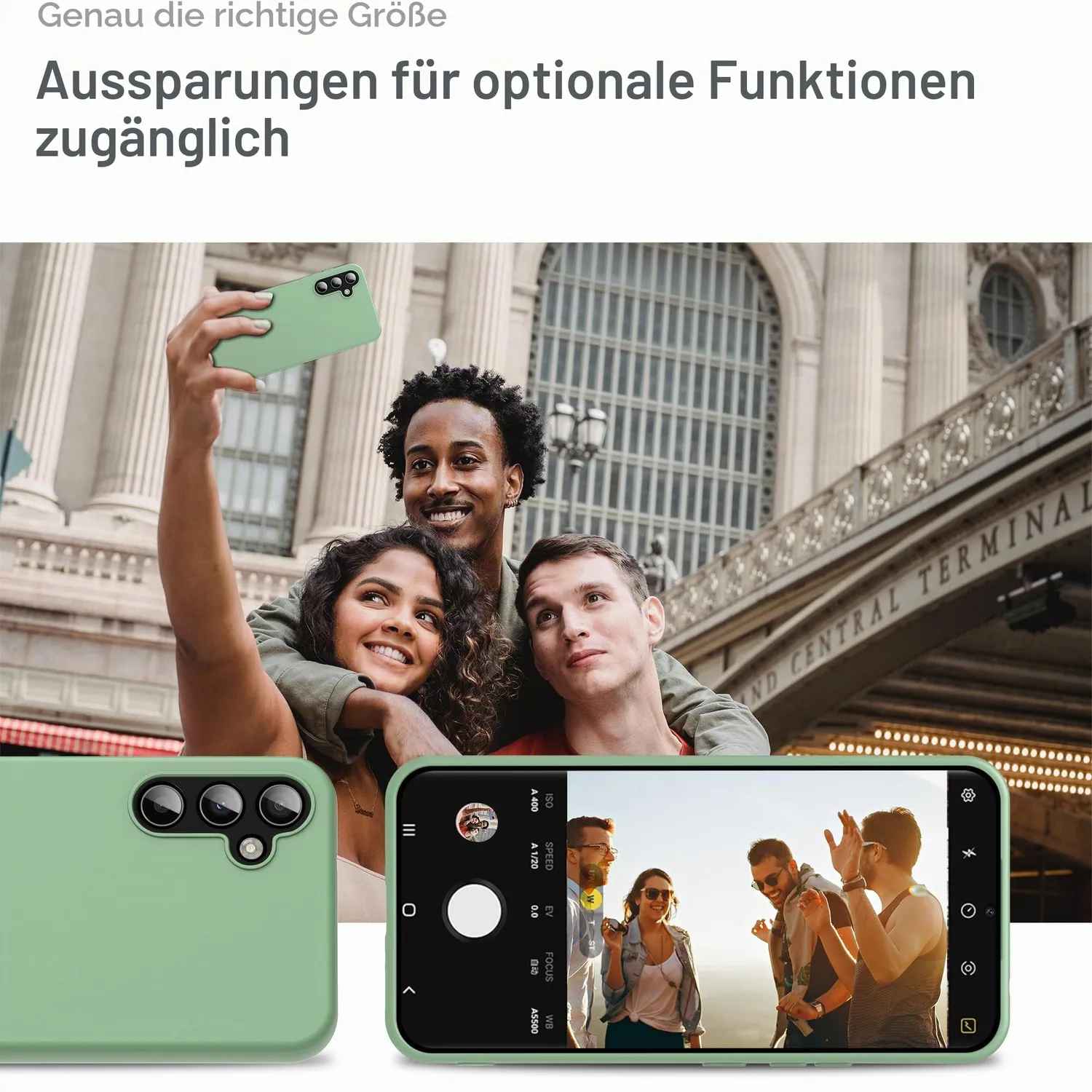YATWIN Galaxy A55 Silikonhülle Mintgrün Soft-Touch