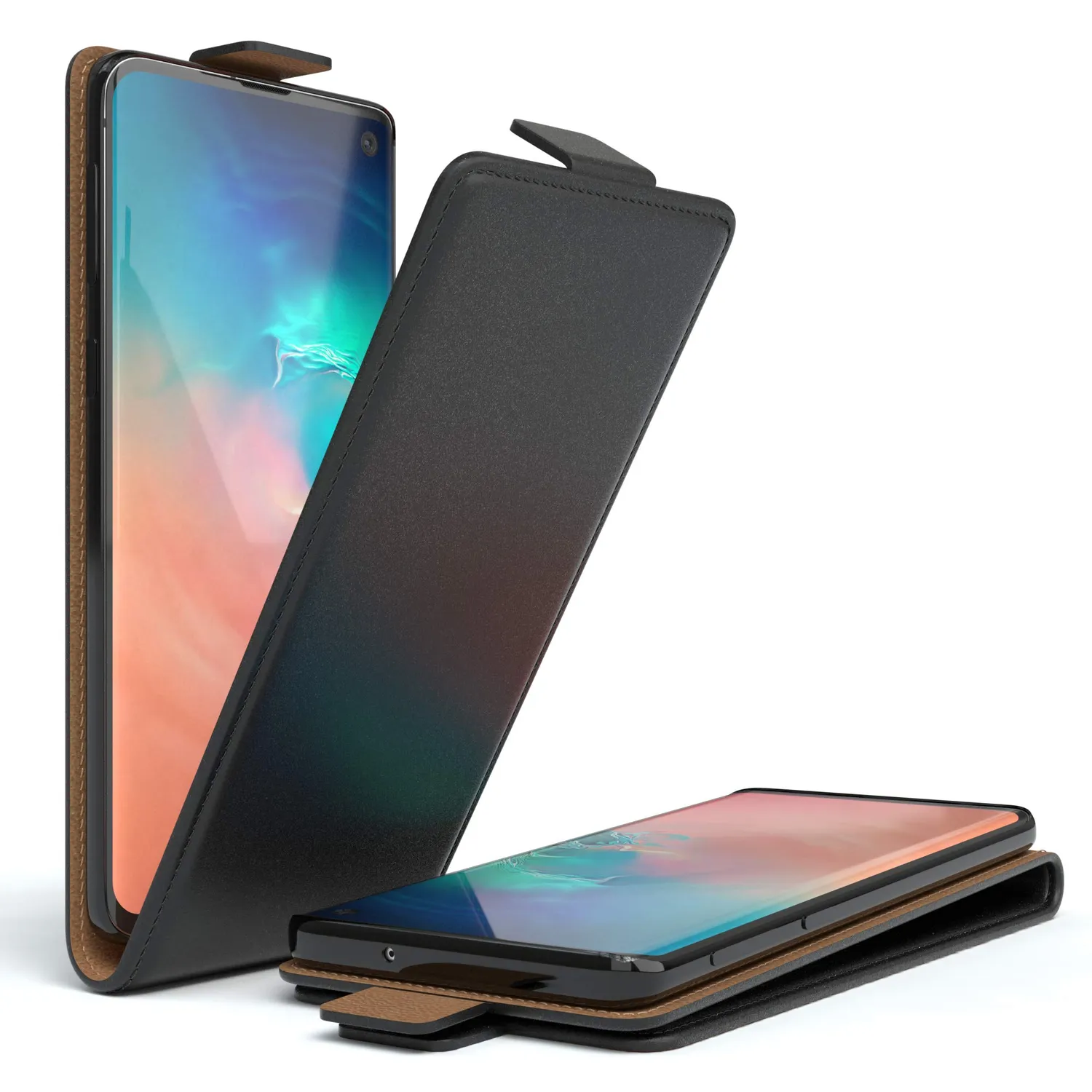 EAZY CASE Galaxy S10 Klapphülle Schwarz Kunstleder