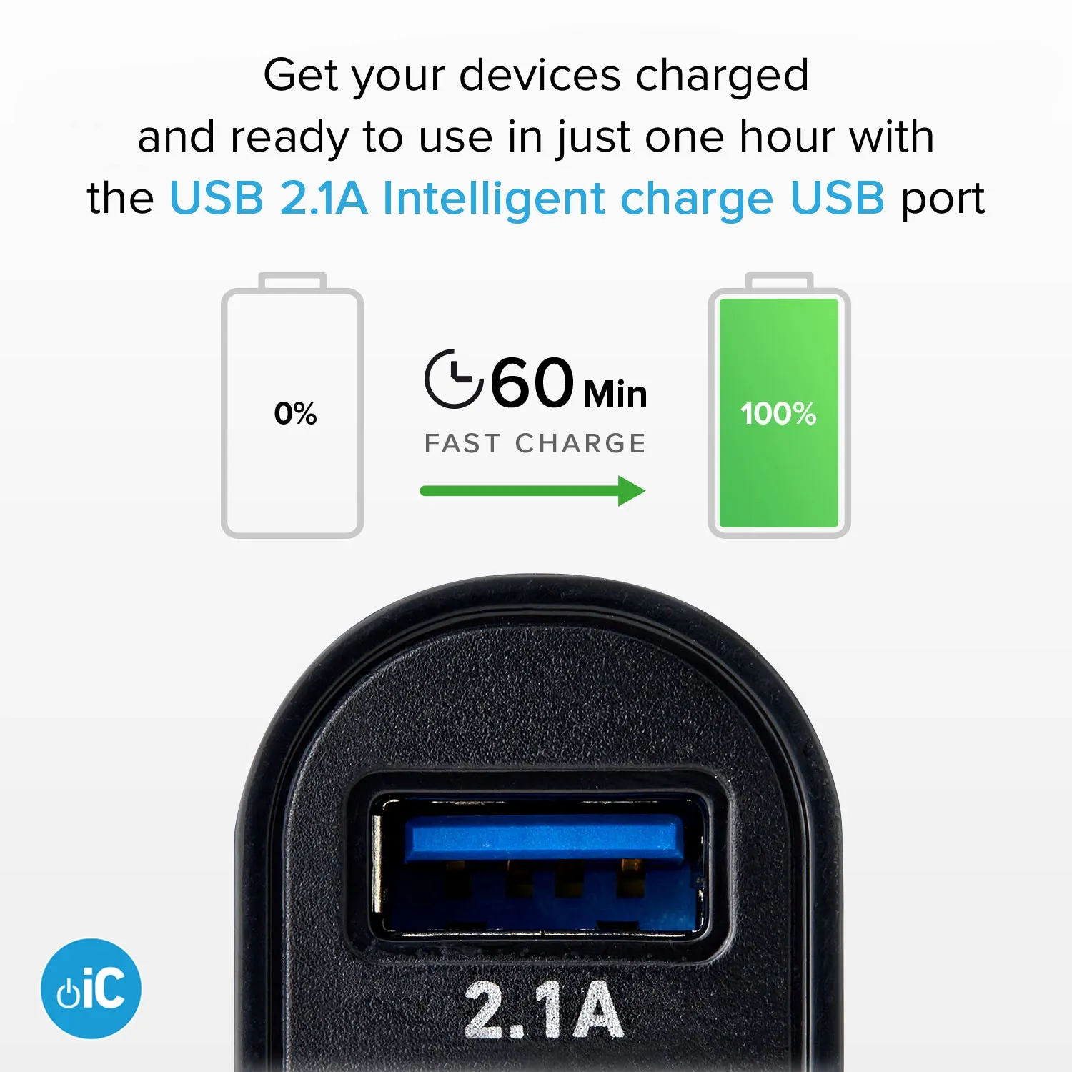 SBS 10W Auto Ladegerät 2xUSB mit USB-C Kabel Schnell