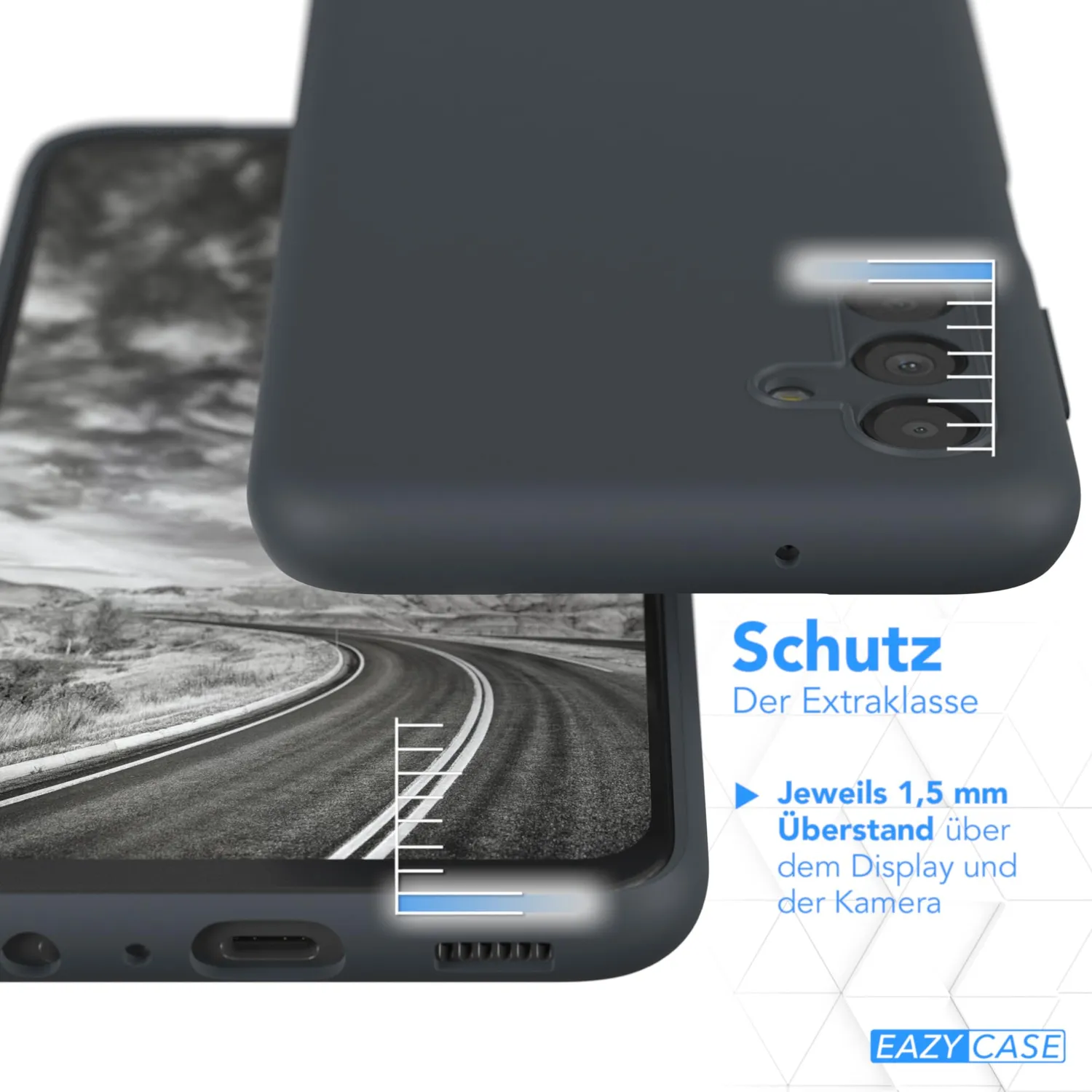 EAZY CASE Premium Silikon Galaxy A13 4G Handyhülle Dunkelgrau