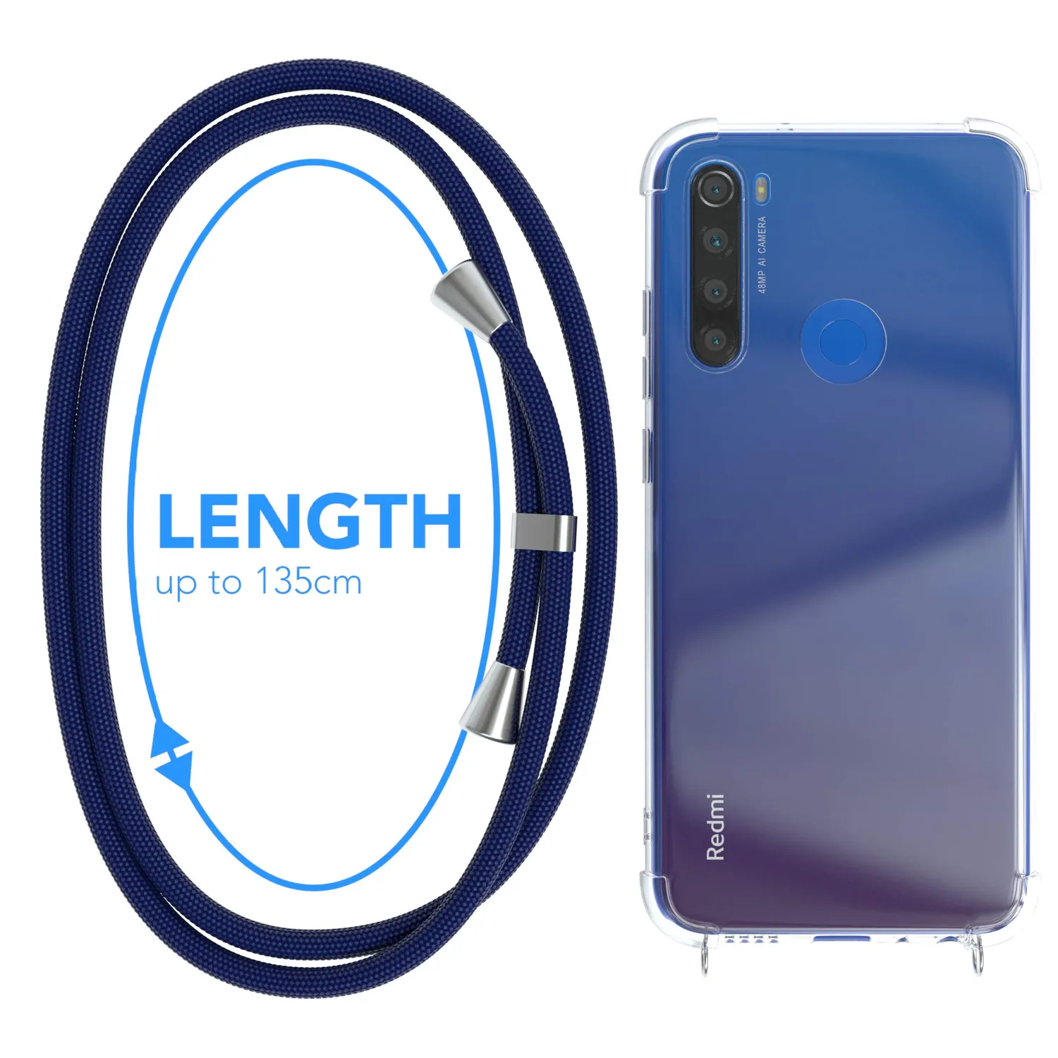 EAZY CASE Classic Redmi Note 8T Handykette Navy Blau Band