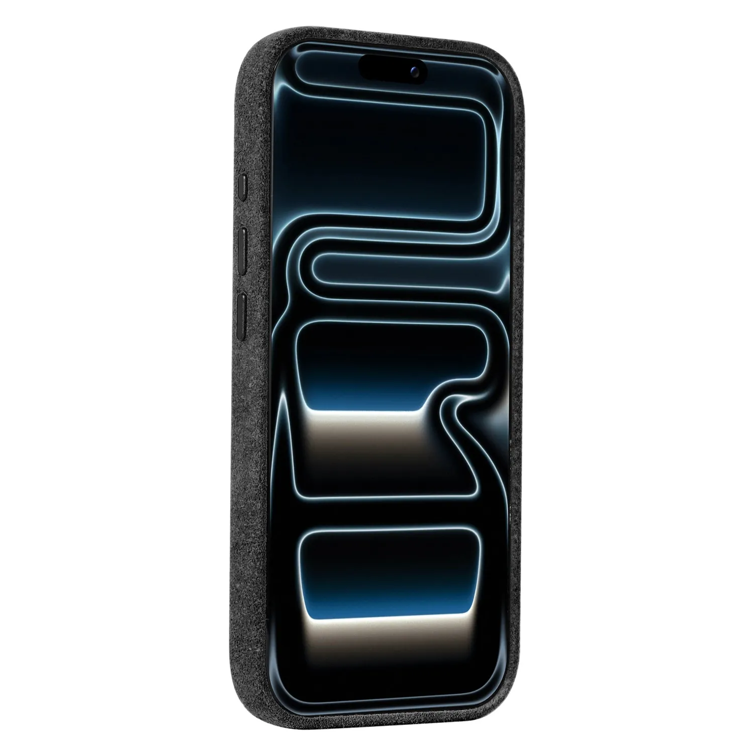 arktis Alcantara iPhone 17 Pro Hülle Schwarz MagSafe