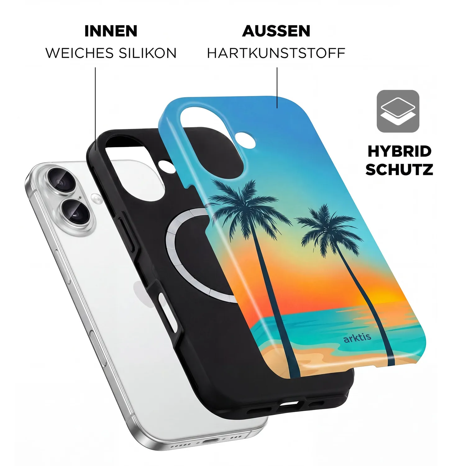 arktis iPhone 16 Hülle Sunset Beach MagSafe