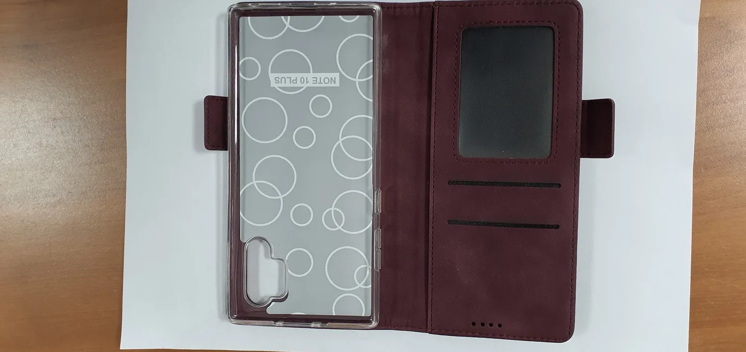 YATWIN Samsung Galaxy Note 10 Plus Klapphülle Schwarz Leder mit Kartenfach