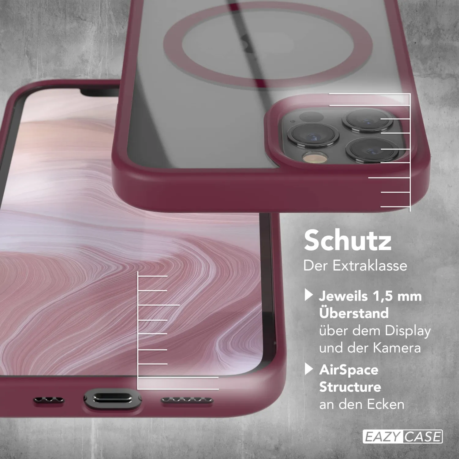 EAZY CASE Crystal iPhone 12/12 Pro Hülle Beere MagSafe