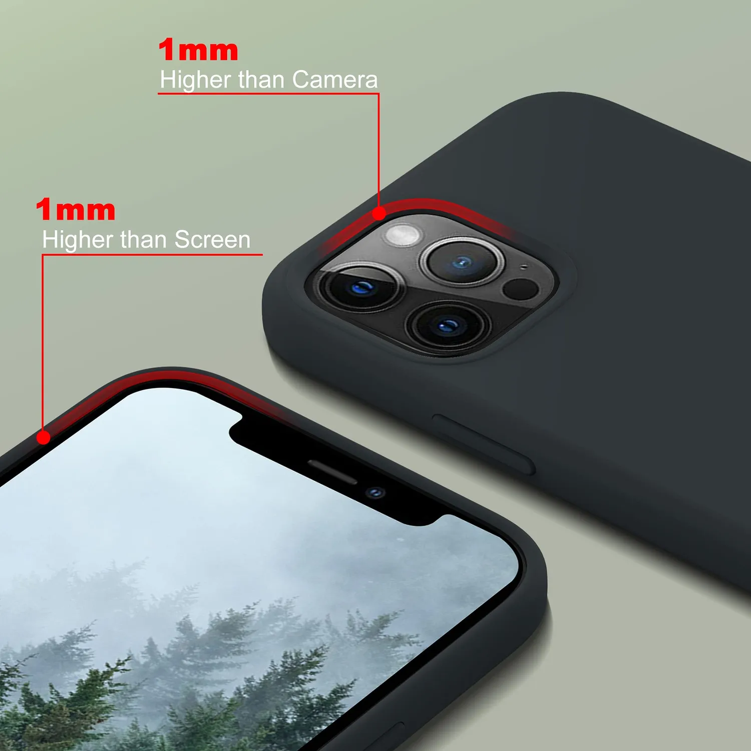 YATWIN Silikon Handyhülle iPhone 12 12 Pro Grau matt Ganzkörper