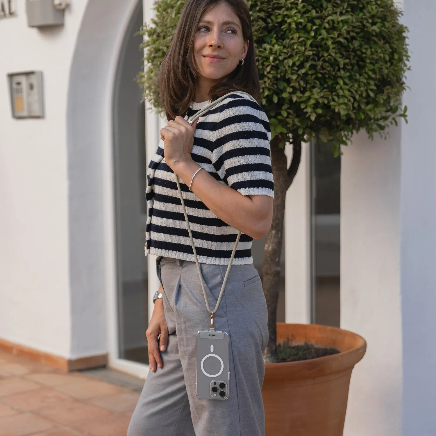 arktis Lanyard Handykette zum Umhängen Schwarz 155 cm