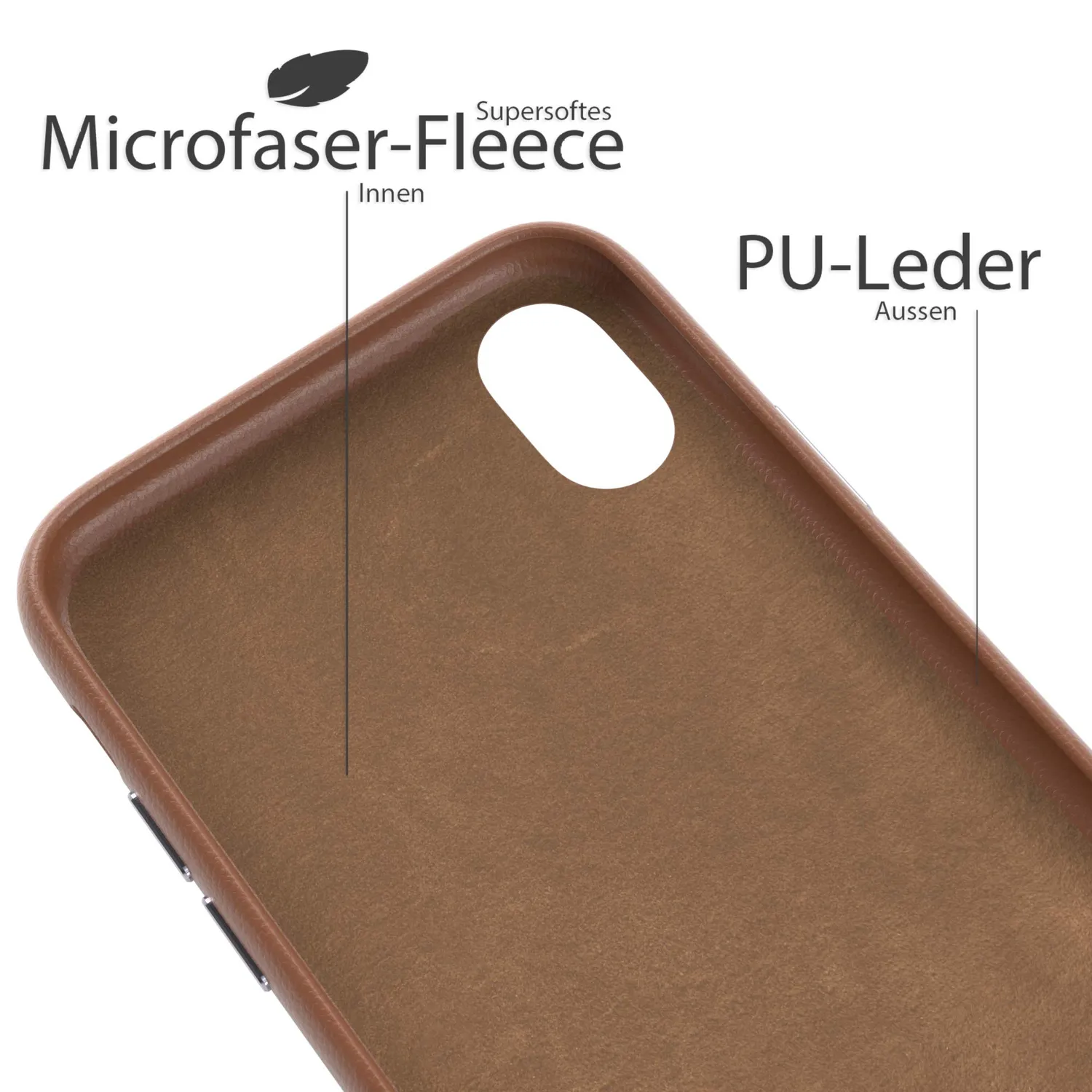EAZY CASE iPhone XR Kunstlederhülle Braun Kameraschutz