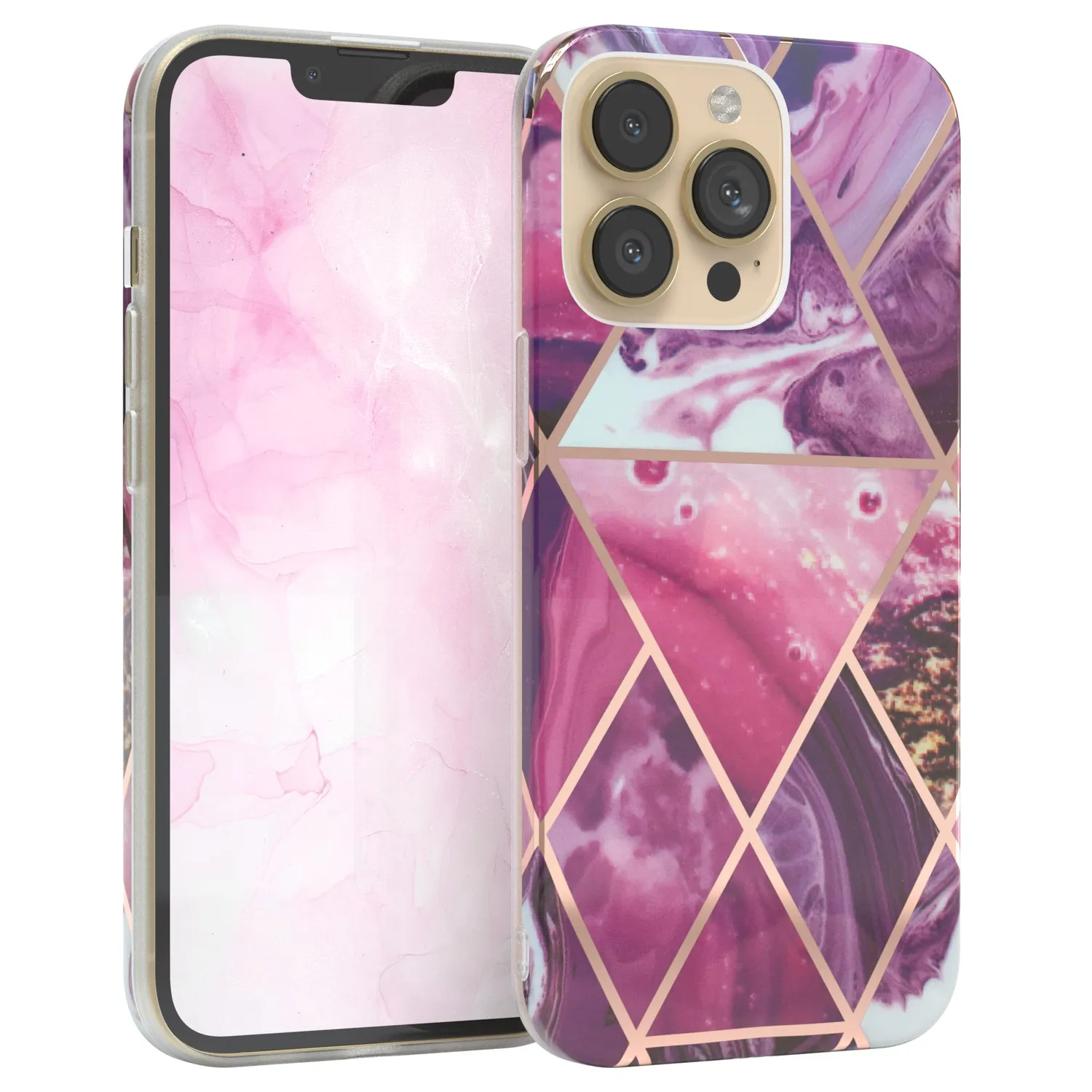 EAZY CASE iPhone 13 Pro Silikonhülle Blume Rosé mit Kameraschutz