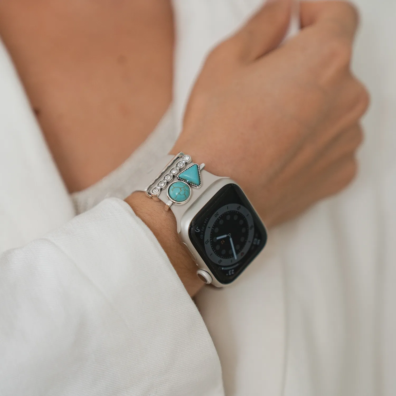 arktisband Opal Apple Watch Charms Silber