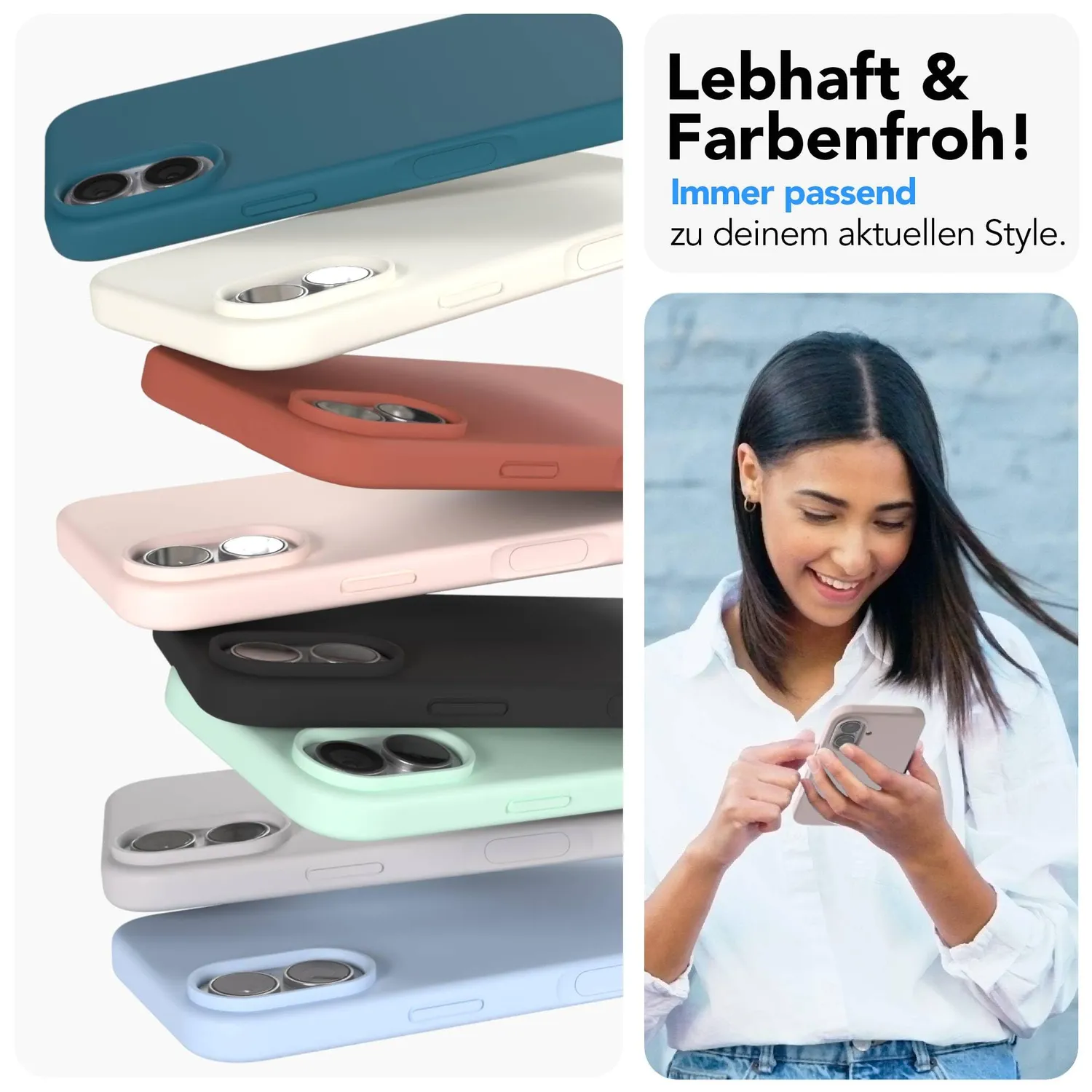 EAZY CASE iPhone 17 Silikonhülle Nude Rosa MagSafe mit Kameraschutz