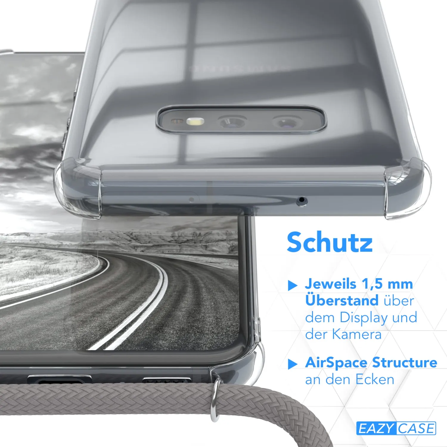 EAZY CASE Galaxy S10e Handykette Hülle Anthrazit Band
