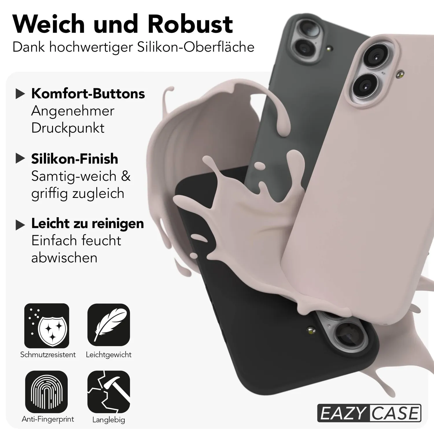 EAZY CASE iPhone 17 Silikonhülle Nude Rosa MagSafe mit Kameraschutz