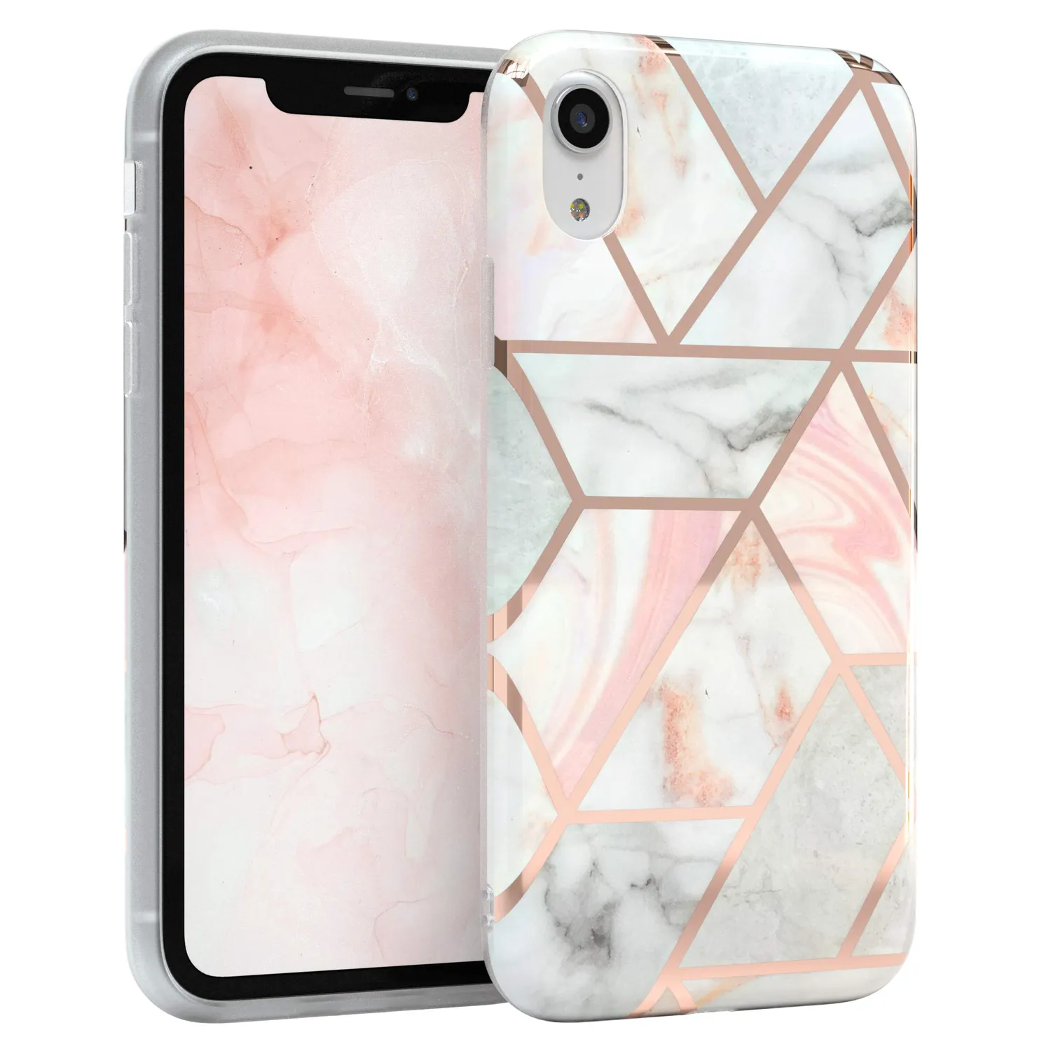 EAZY CASE iPhone XR Silikonhülle Blumen Rosé-Gold