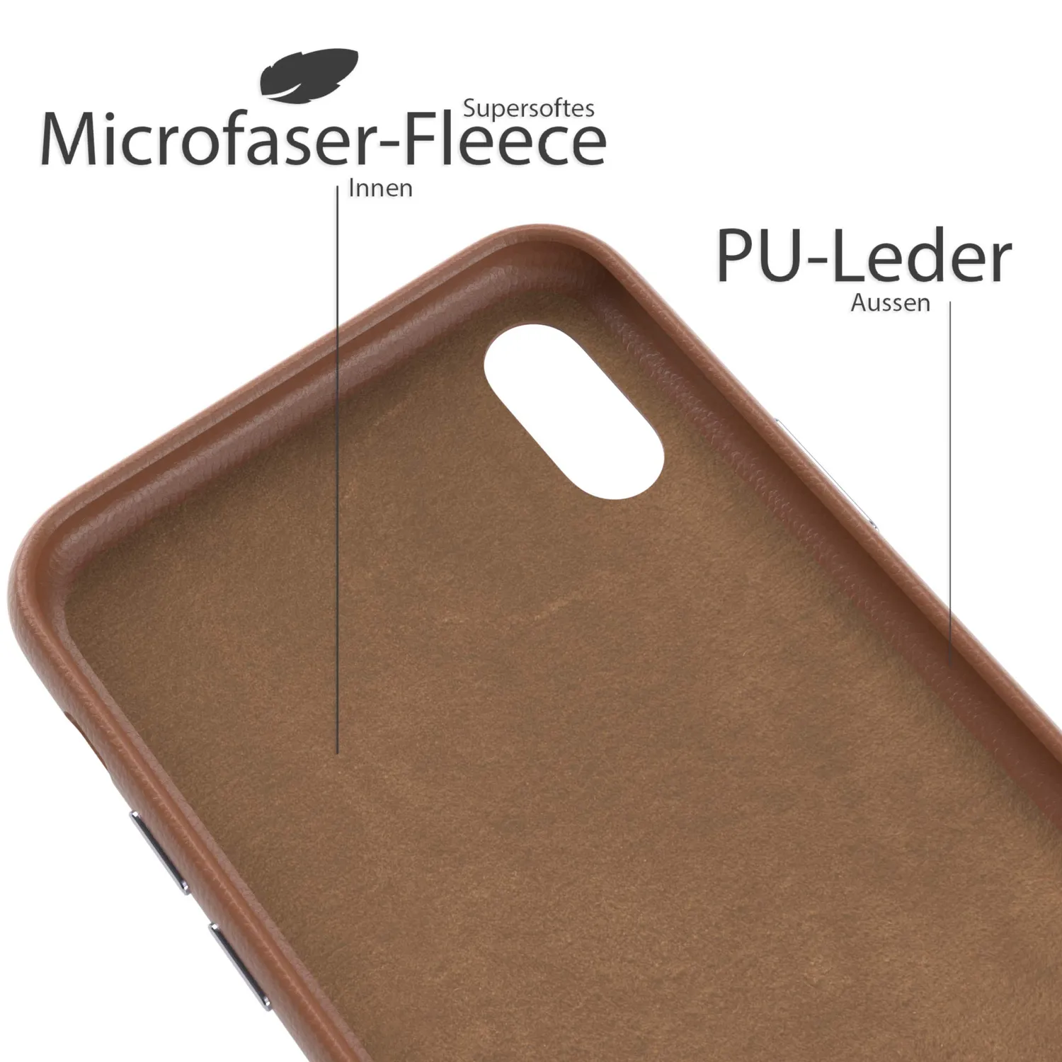 EAZY CASE iPhone XS Max Kunstlederhülle Braun Slim
