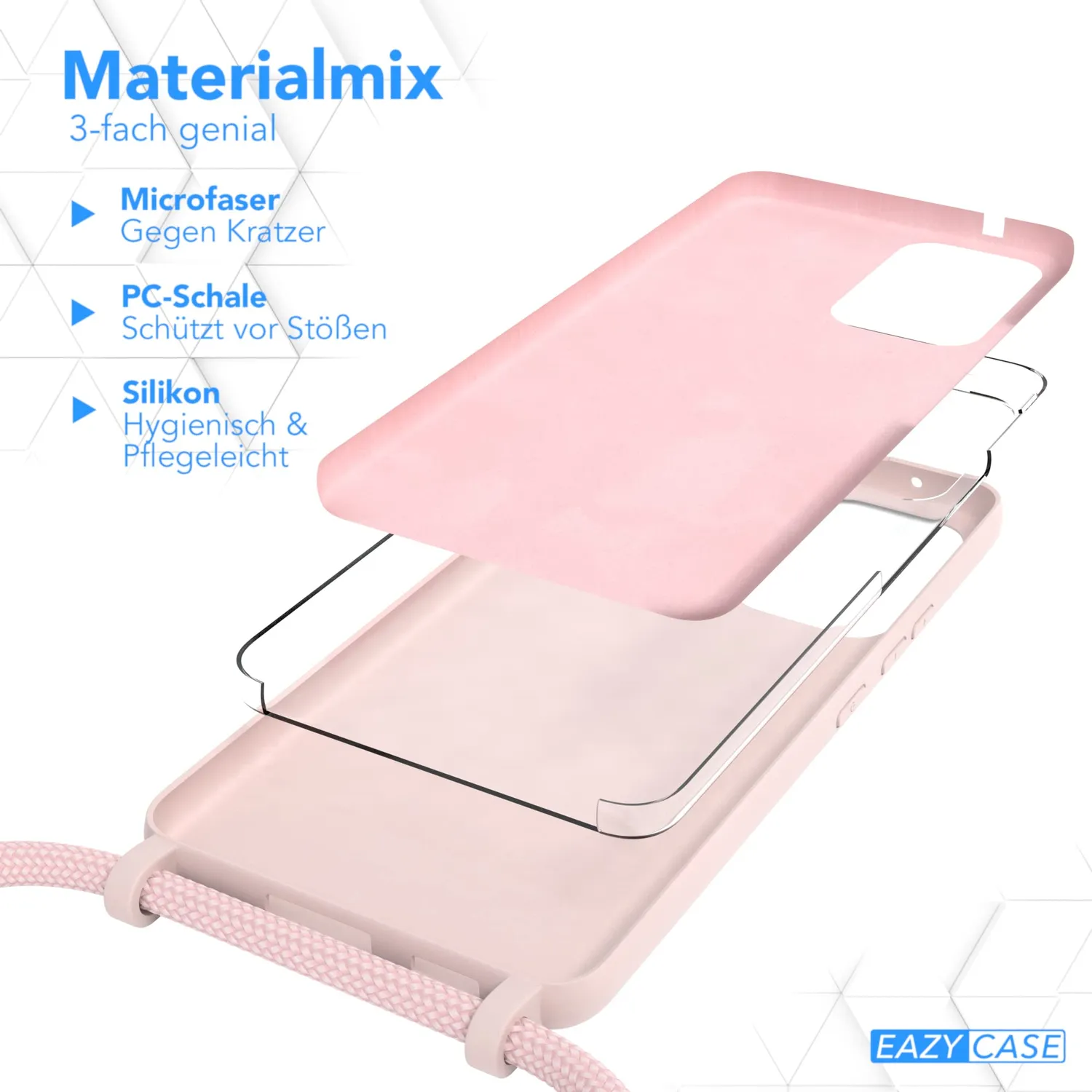 EAZY CASE Galaxy A53 Handykette Silikon Alt Rosa mit Band